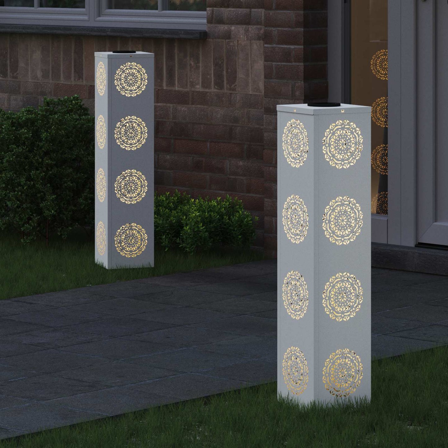 Vidaxl solar led pad licht 2 pcs wit koudgewalst staal
