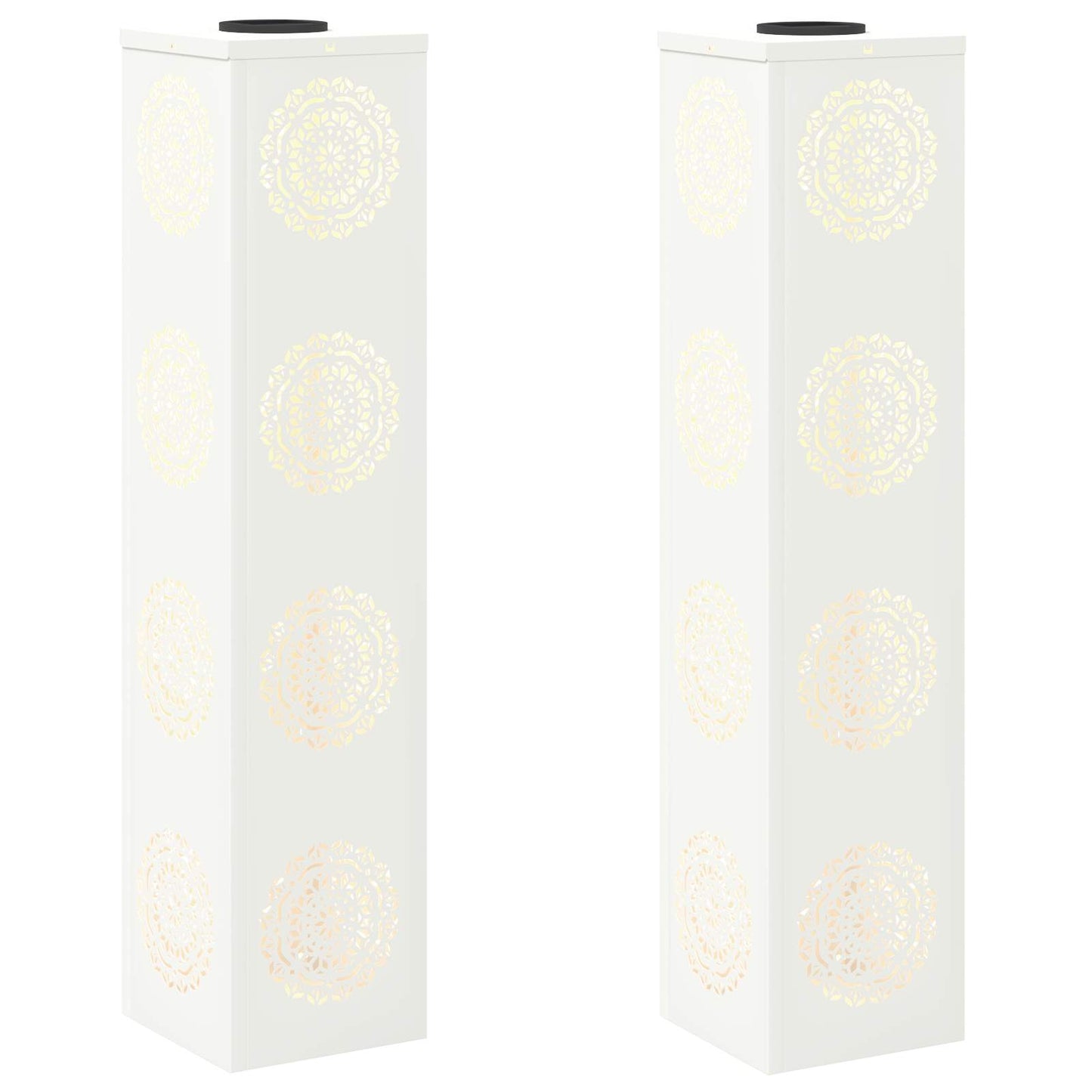 Vidaxl solar led pad licht 2 pcs wit koudgewalst staal