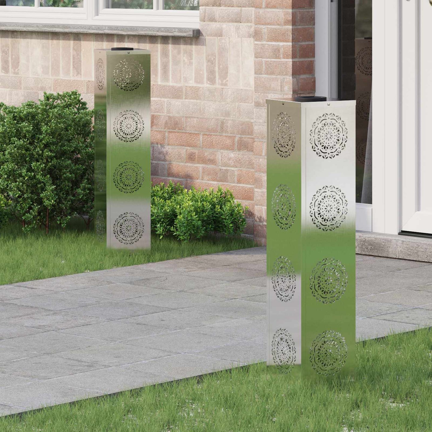 Vidaxl solar led pad licht 2 pcs zilver roestvrij staal