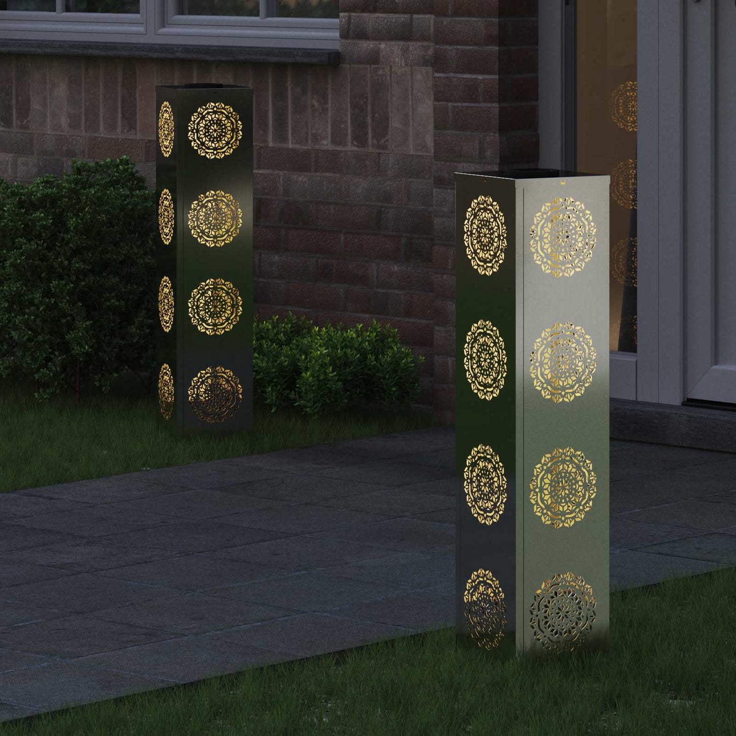 Vidaxl solar led pad licht 2 pcs zilver gegalvaniseerd staal