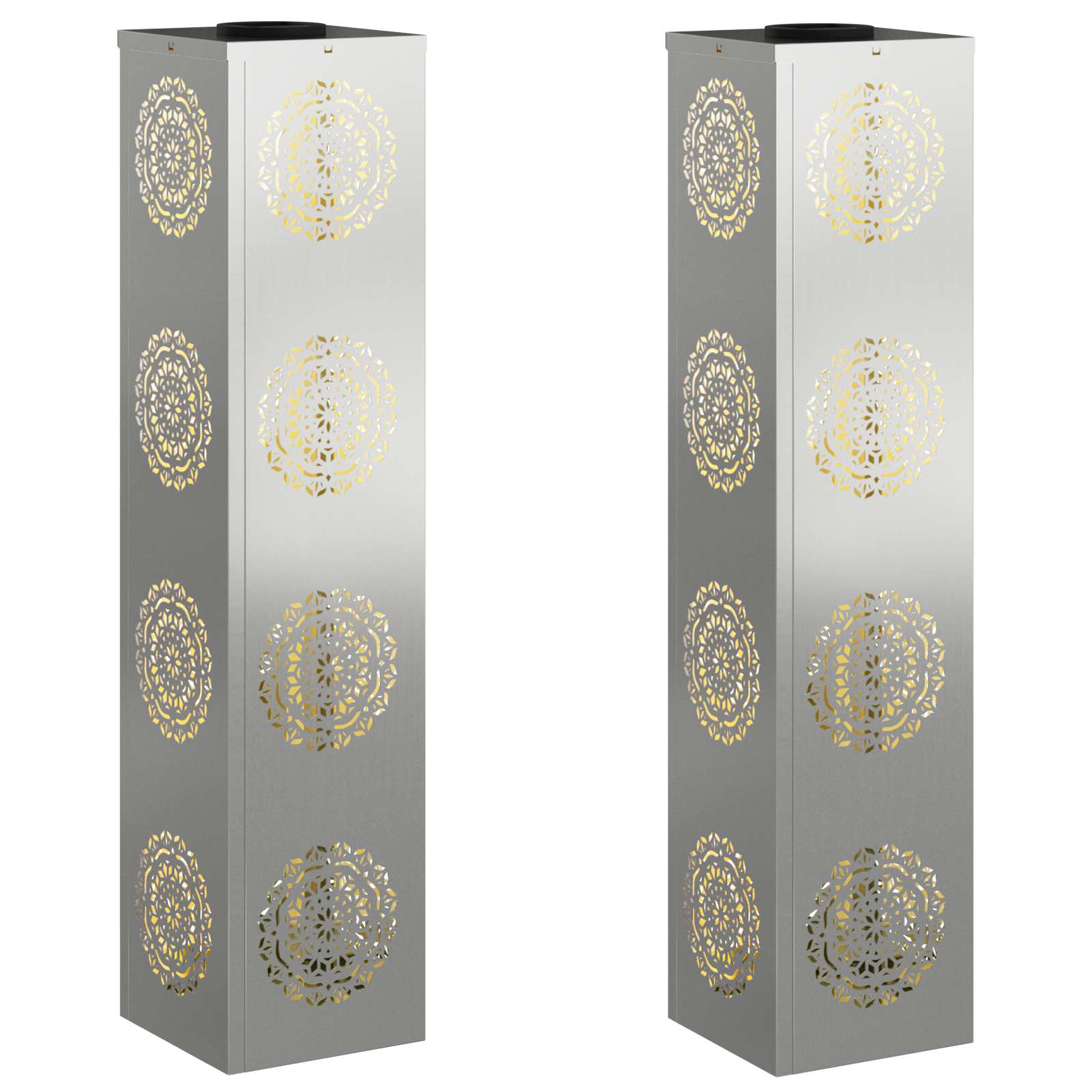 VidaXL lampione solare a led 2 pezzi in acciaio zincato argento