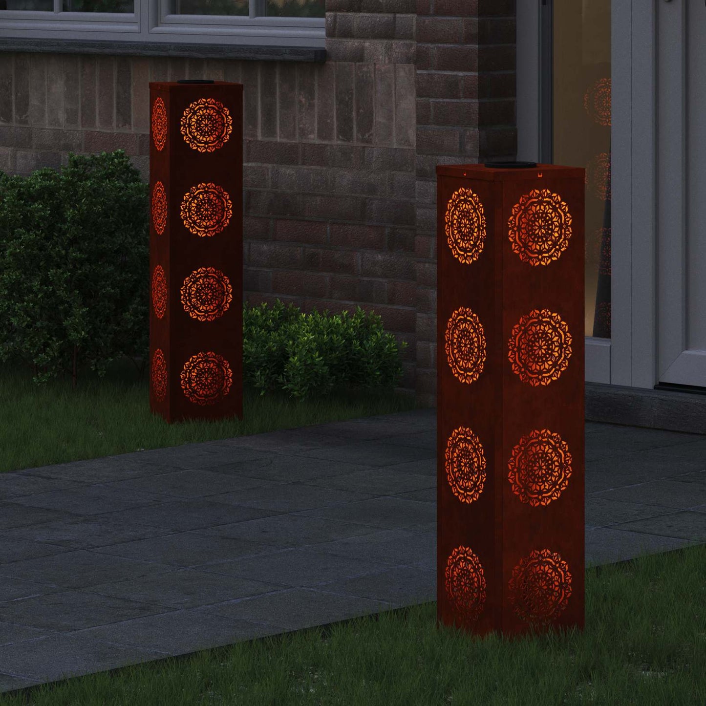 Vidaxl solar led pad licht 2 pcs roestig cortenstaal
