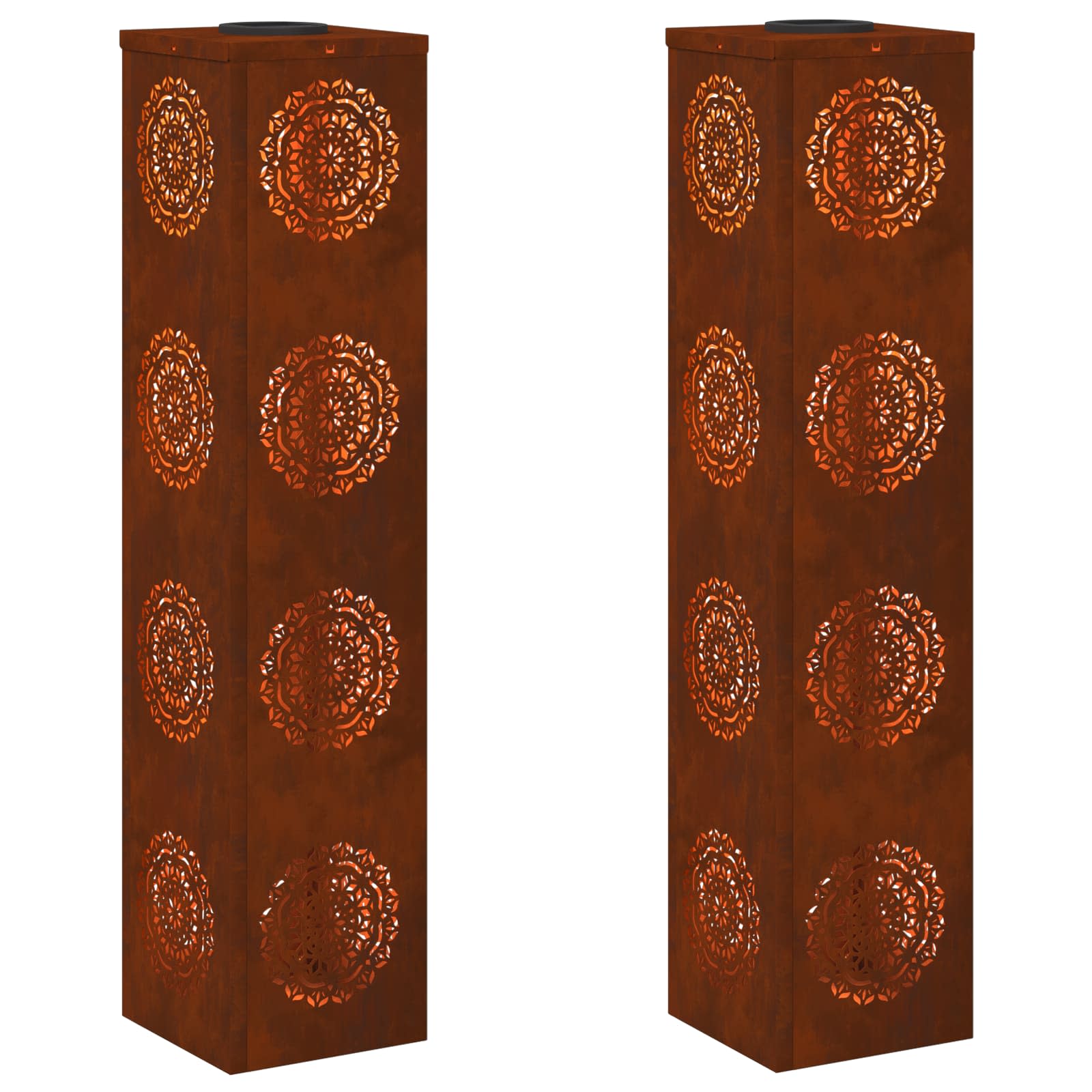VidaXL lampione solare a led 2 pezzi in acciaio corten arrugginito