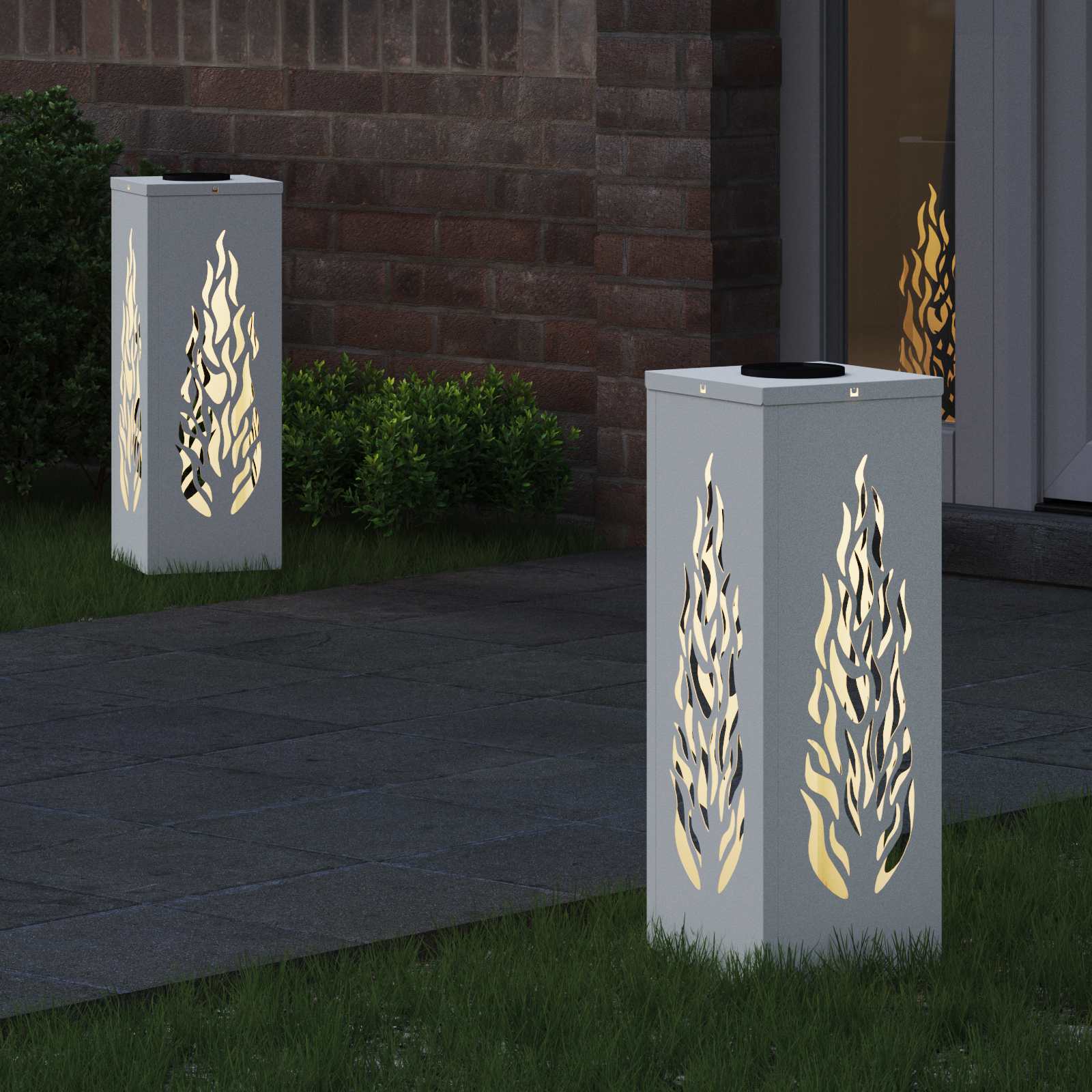 VidaXL lampione solare a led 2 pezzi in acciaio laminato a freddo bianco