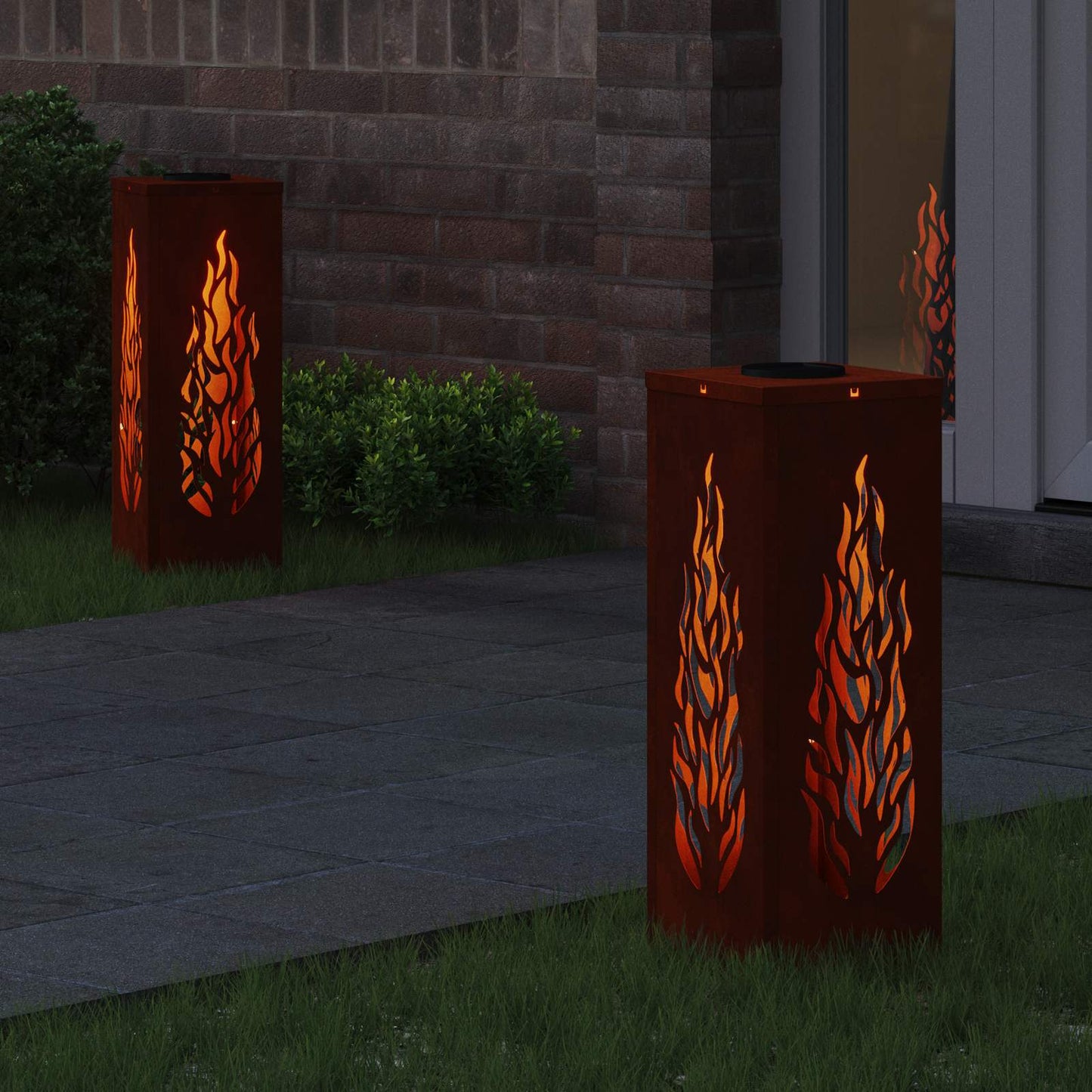 Vidaxl solar led pad licht 2 pcs brons cortenstaal