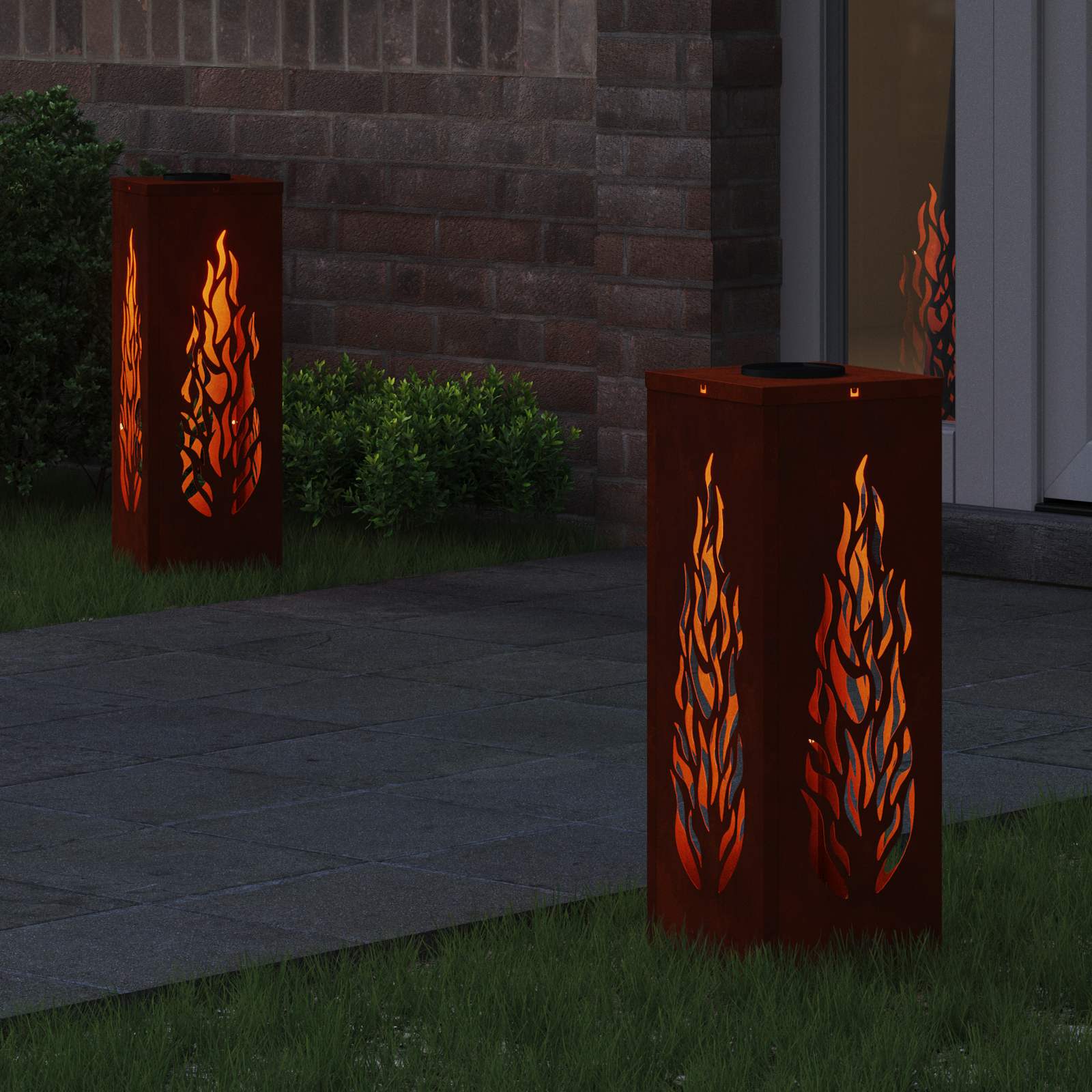 Luz de camino LED solar VidaXL 2 piezas acero corten bronce