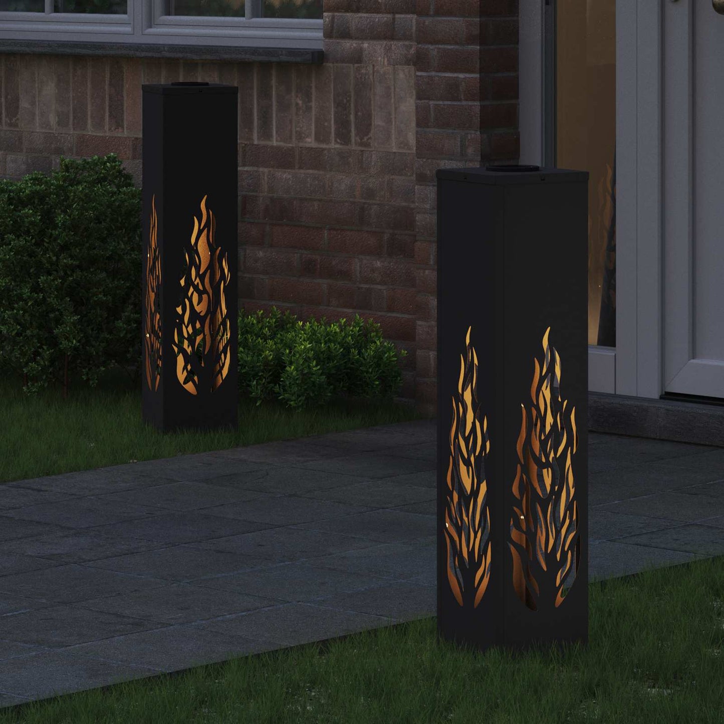 Vidaxl solar led pad licht 2 pcs zwart koudgewalst staal