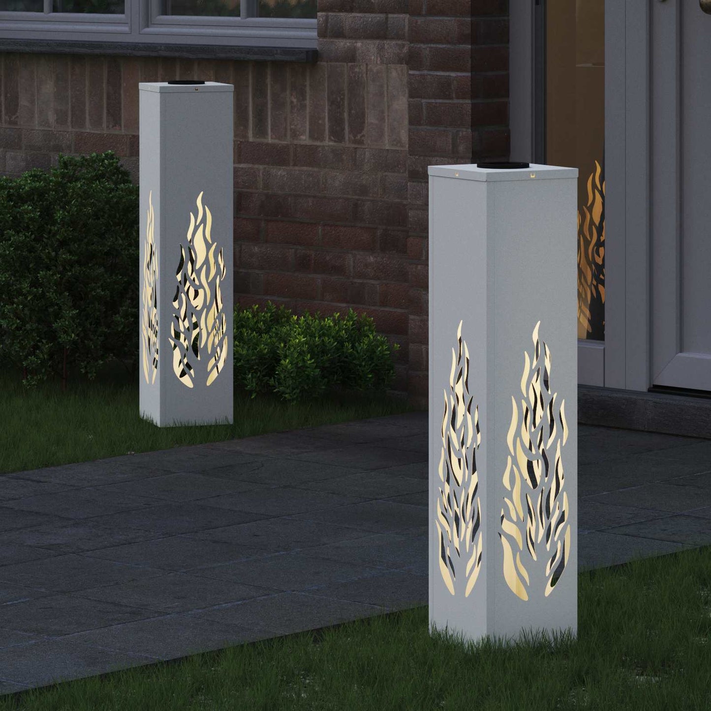 Vidaxl solar led pad licht 2 pcs wit koudgewalst staal