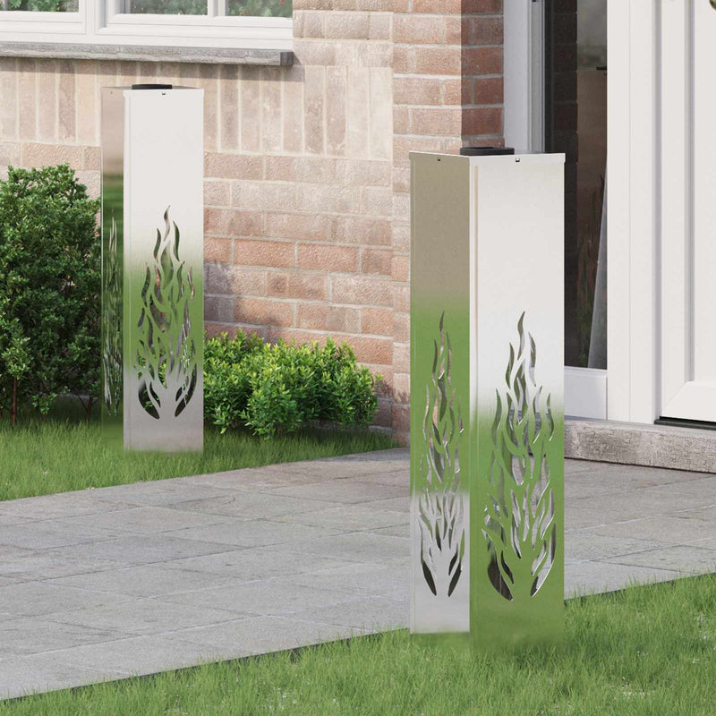 Vidaxl solar led pad licht 2 pcs zilver roestvrij staal