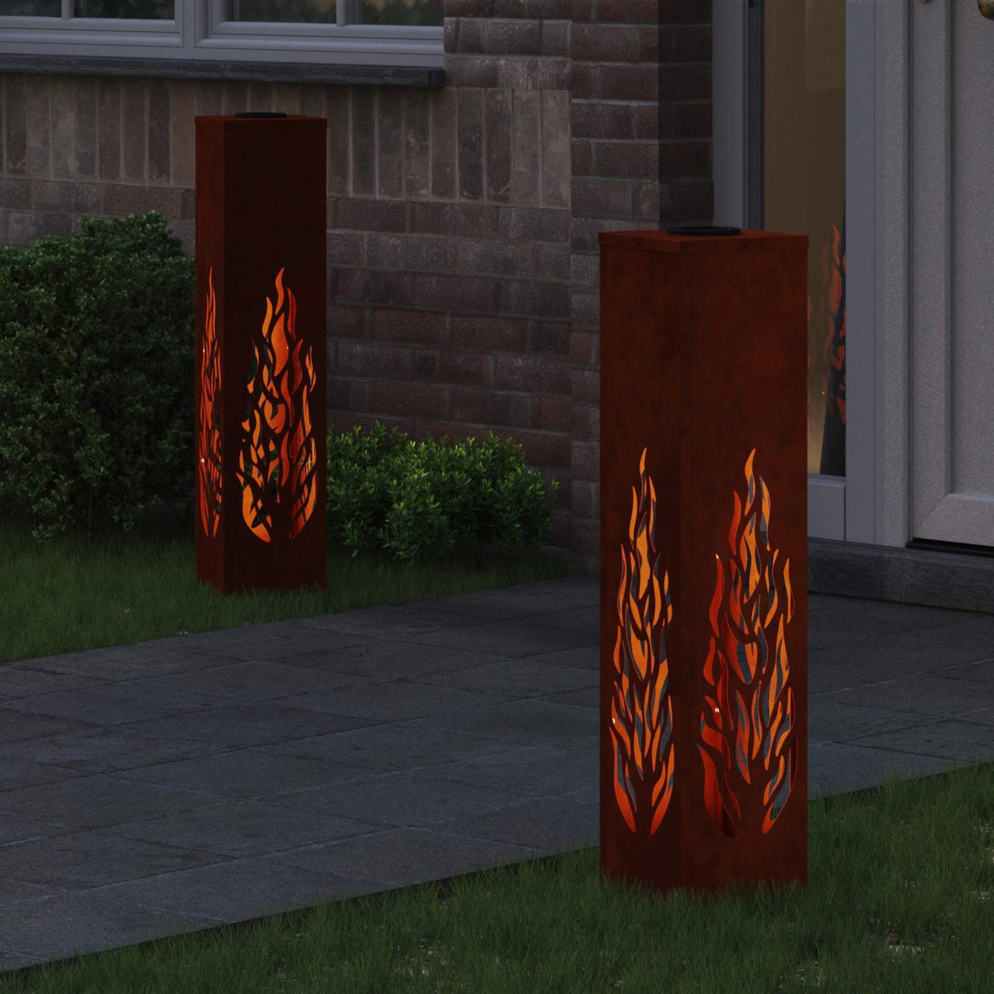 Vidaxl solar led pad licht 2 pcs roestig cortenstaal