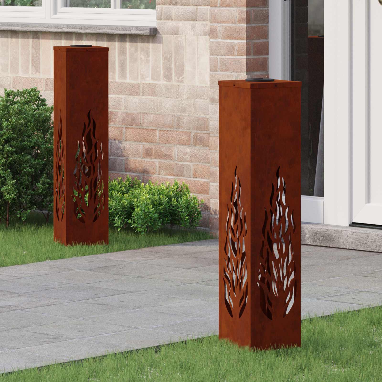 Vidaxl solar led pad licht 2 pcs roestig cortenstaal
