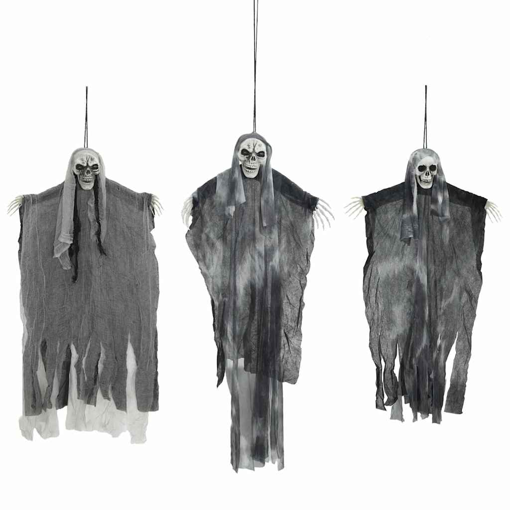 Vidaxl Halloween Fantasmi Appesi 3 Pezzi Nero 66 x 110 cm in Poliestere