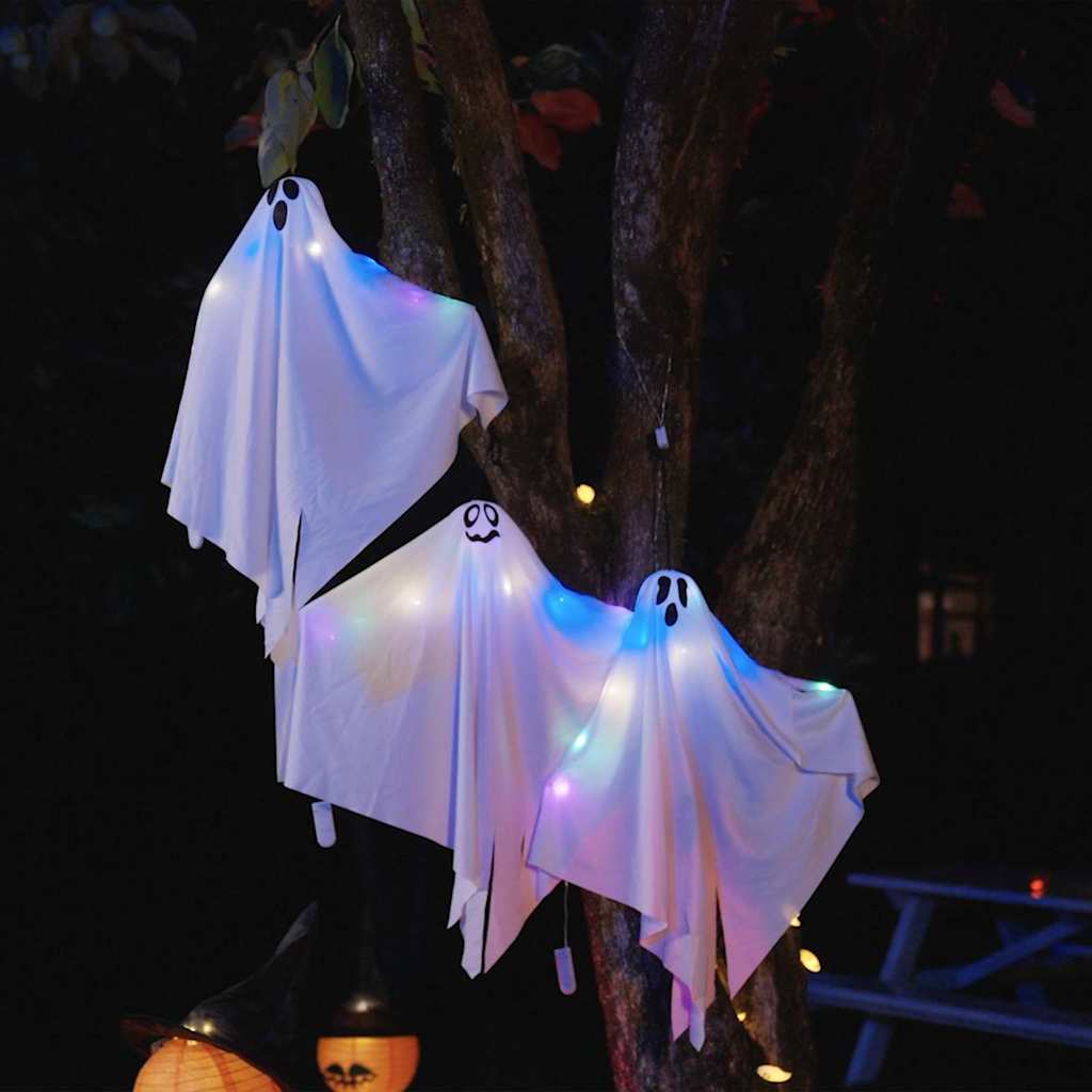 Vidaxl halloween hangende spook 3 pcs wit 52 x 62 cm polyester