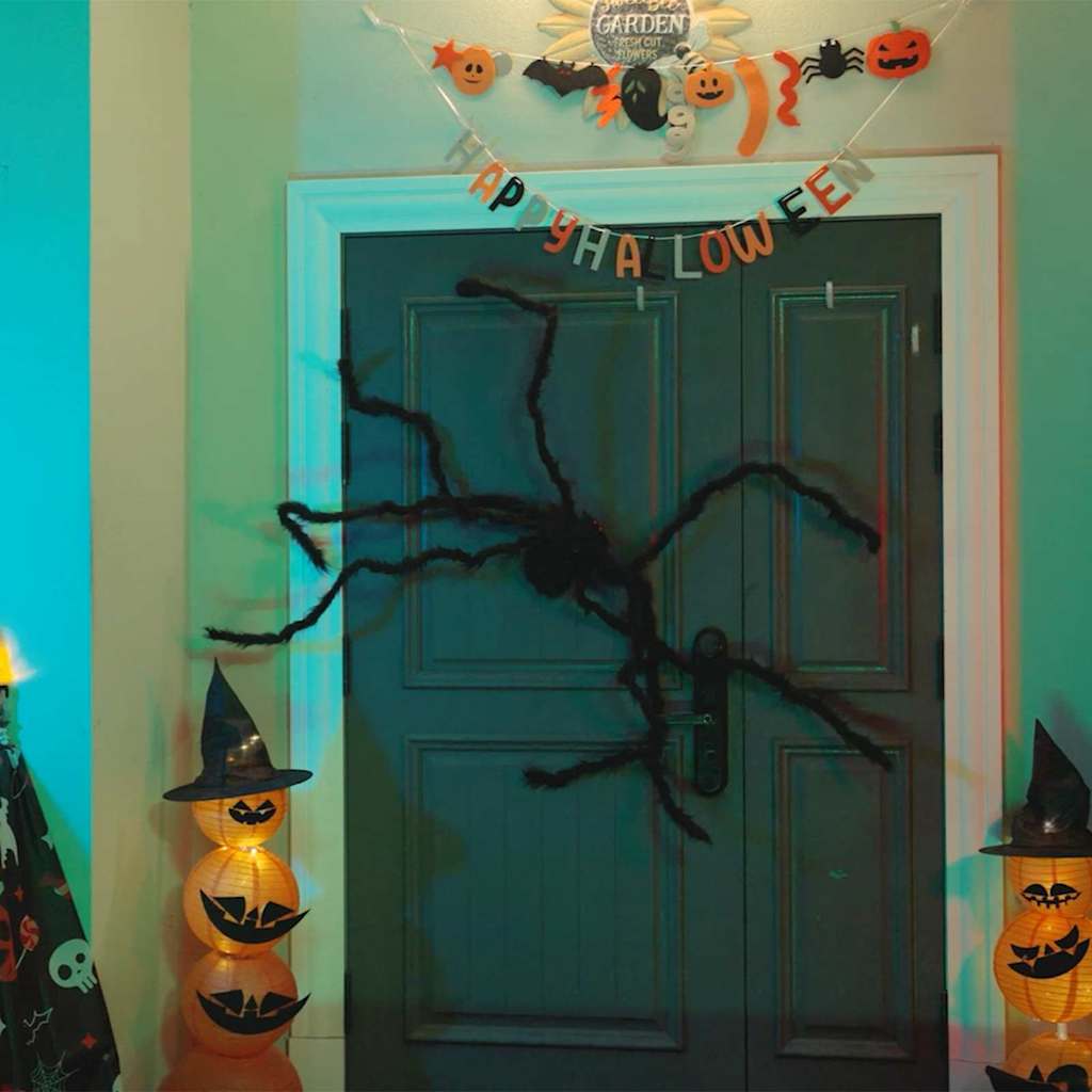 Vidaxl halloween spin decoratie 6 pcs zwart 75 cm polyester en staal