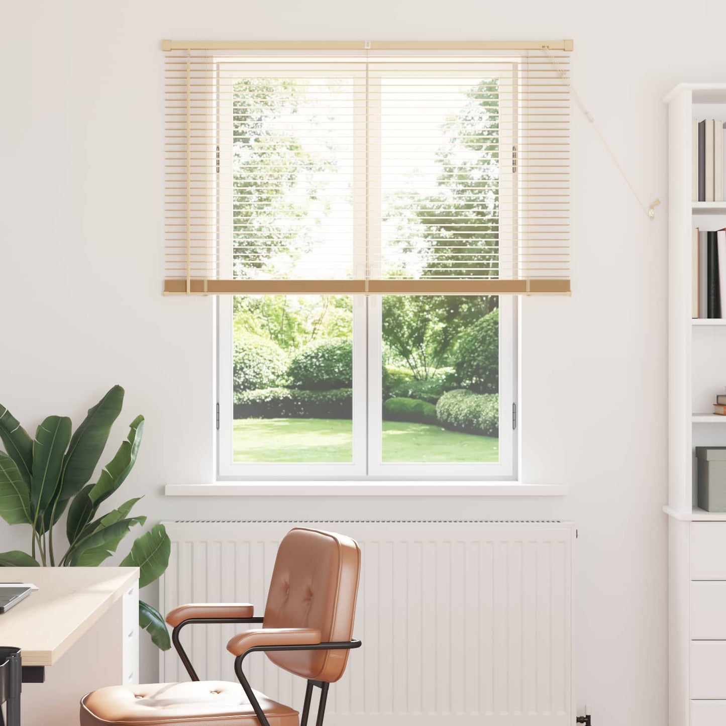 Vidaxx persiana veneciana marrón claro con estampado 150 x 110 cm PVC