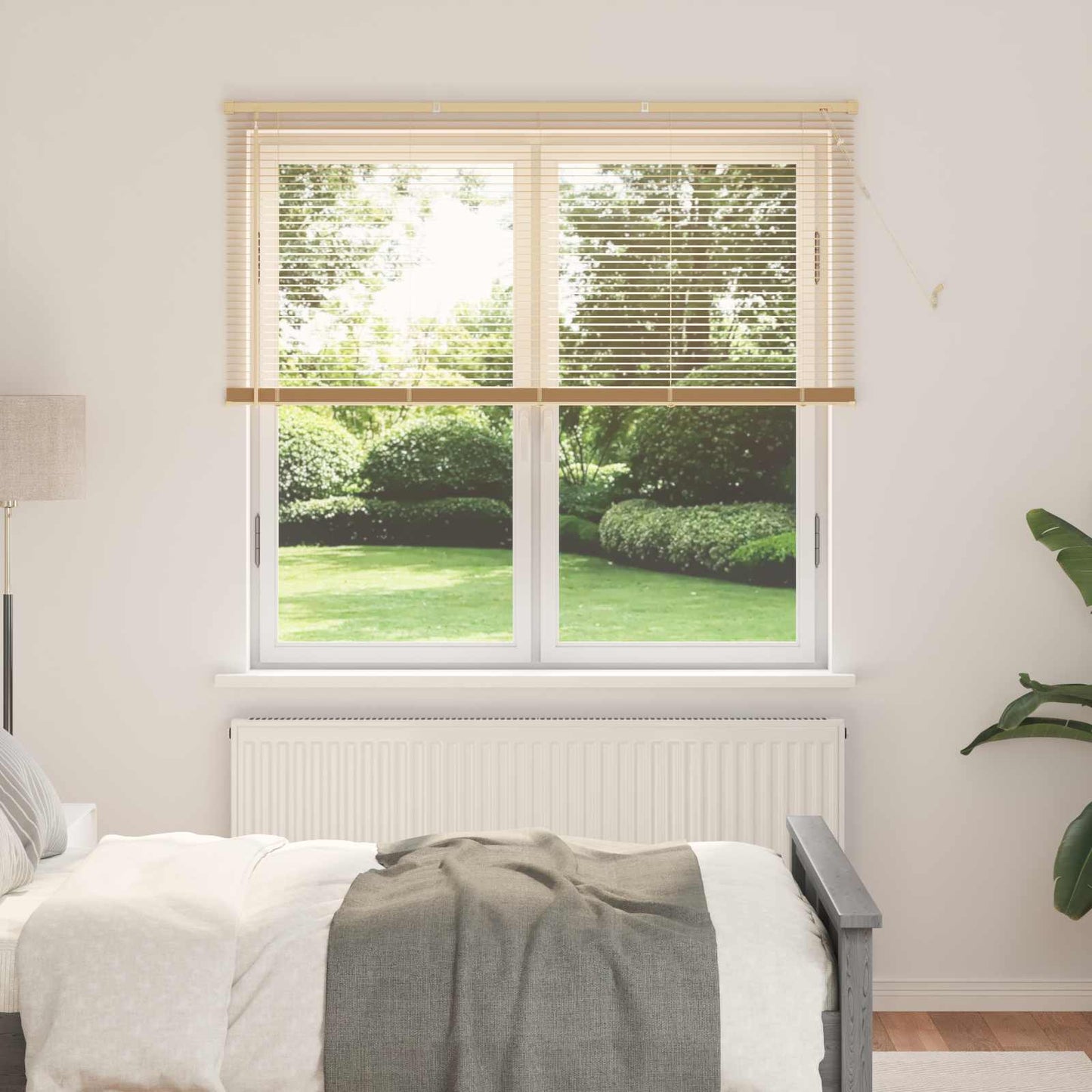 Vidaxl venetiaanse blind lichtbruin met patroon 150 x 160 cm pvc