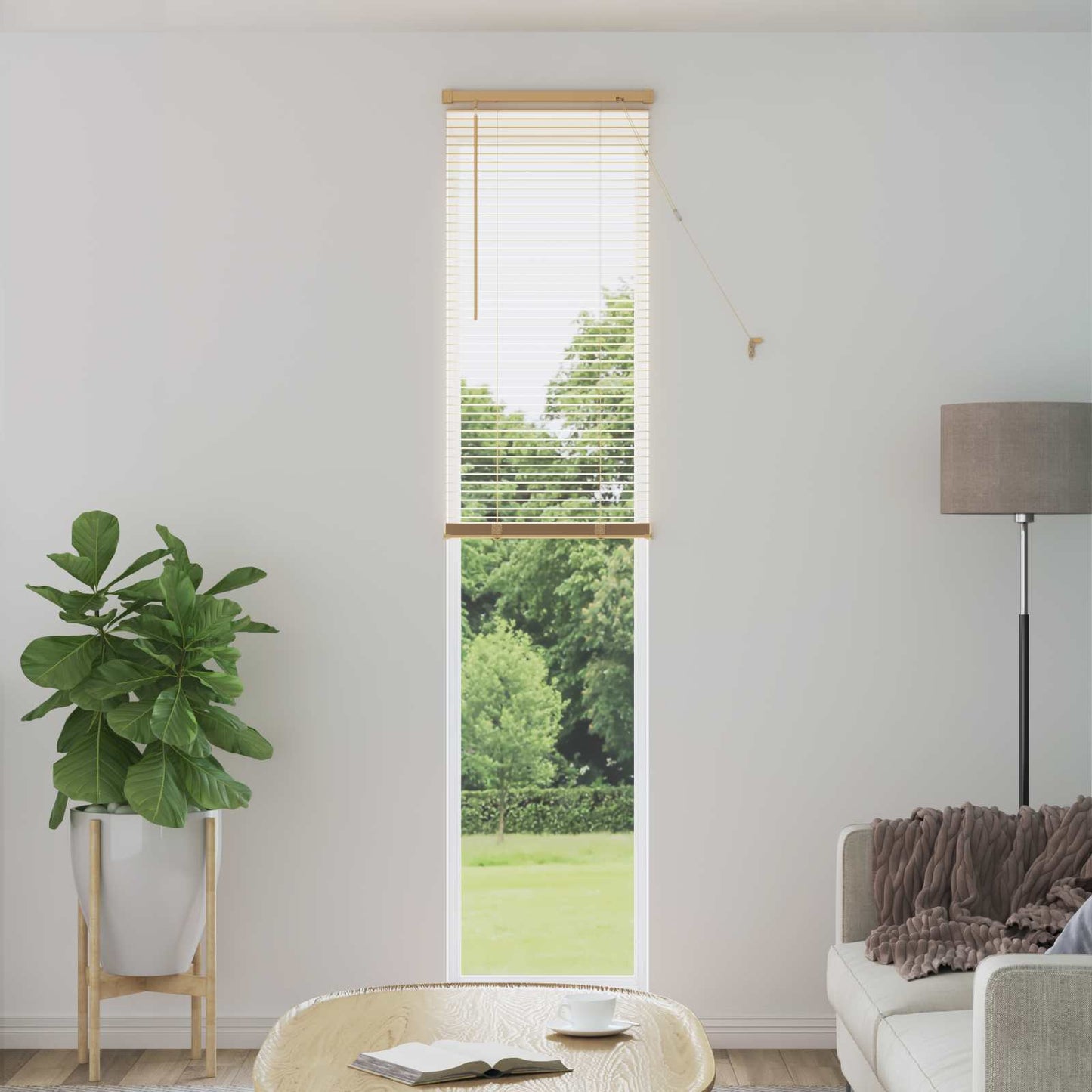 Vidaxl venetiaanse blind lichtbruin met patroon 213 x 50 cm pvc