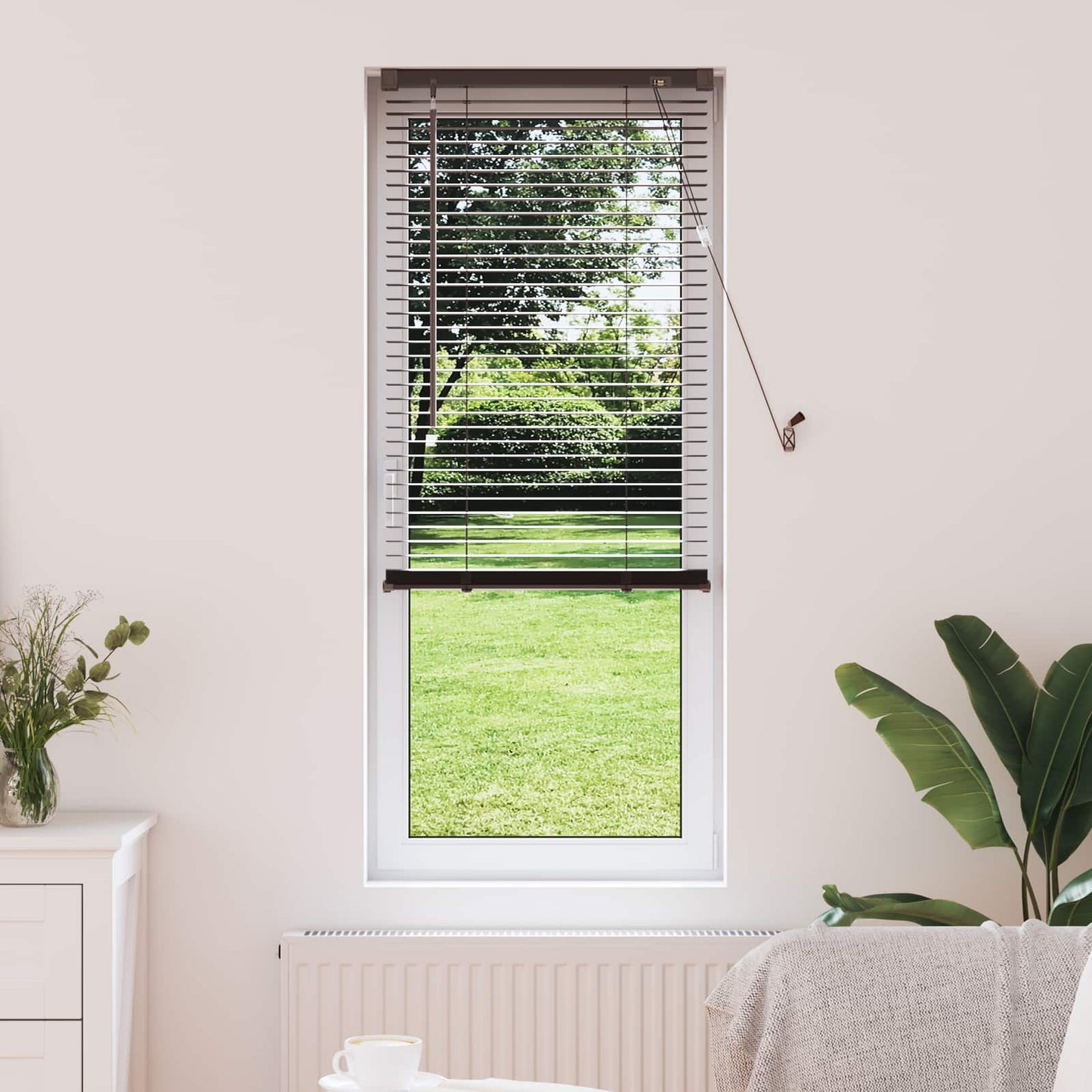 Vidaxl venetiaanse blind donkerbruin met patroon 150 x 50 cm pvc