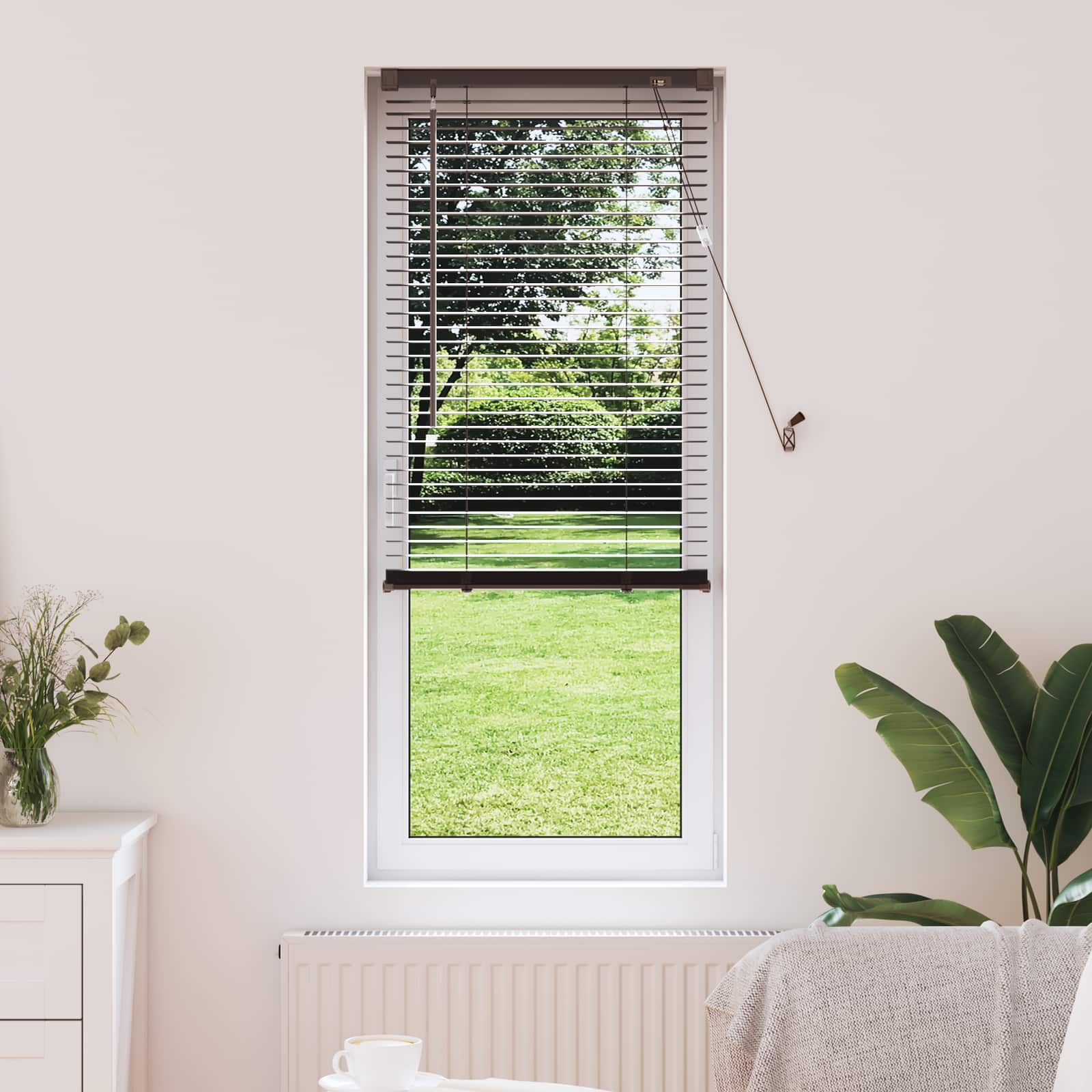 Vidaxl venetiaanse blind donkerbruin met patroon 150 x 50 cm pvc