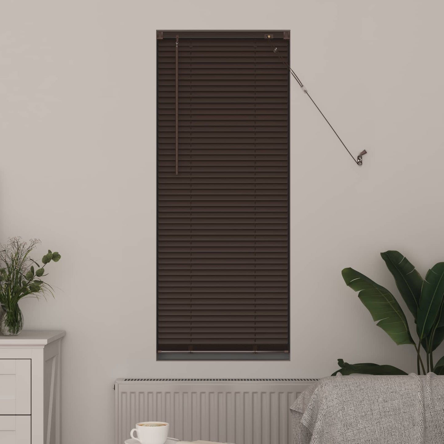 Vidaxl venetiaanse blind donkerbruin met patroon 150 x 50 cm pvc