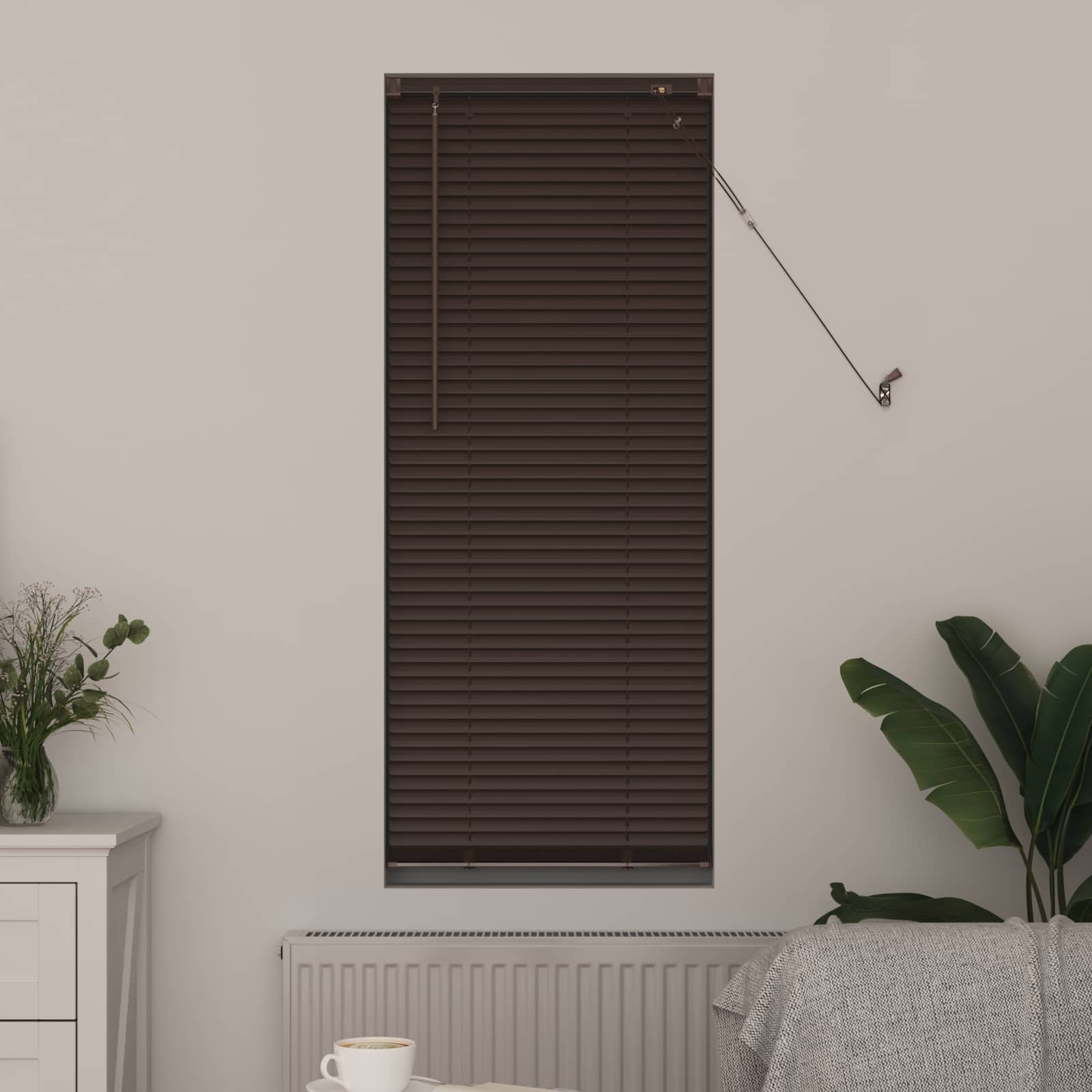 Vidaxl venetiaanse blind donkerbruin met patroon 150 x 60 cm pvc