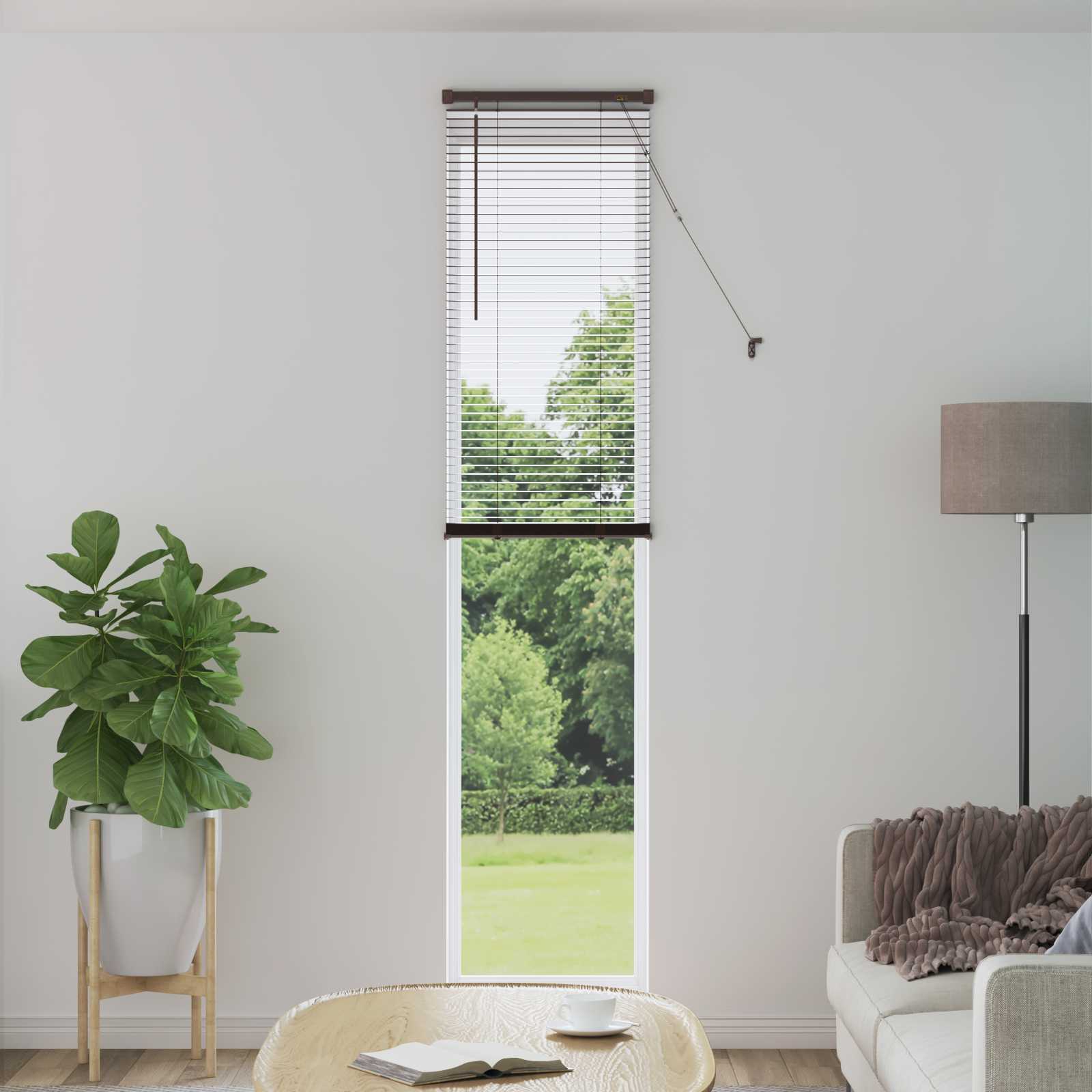 Vidaxl venetiaanse blind donkerbruin met patroon 213 x 50 cm pvc