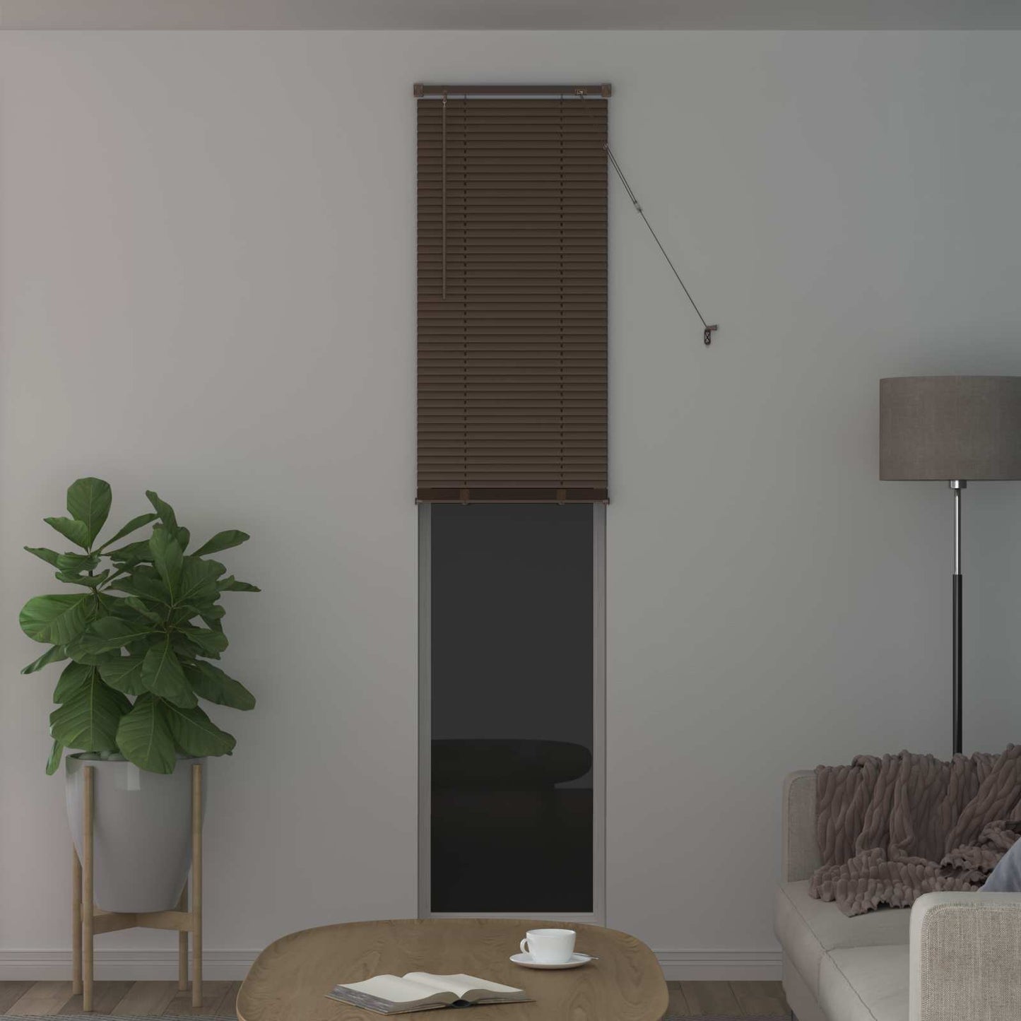 Vidaxl venetiaanse blind donkerbruin met patroon 213 x 50 cm pvc