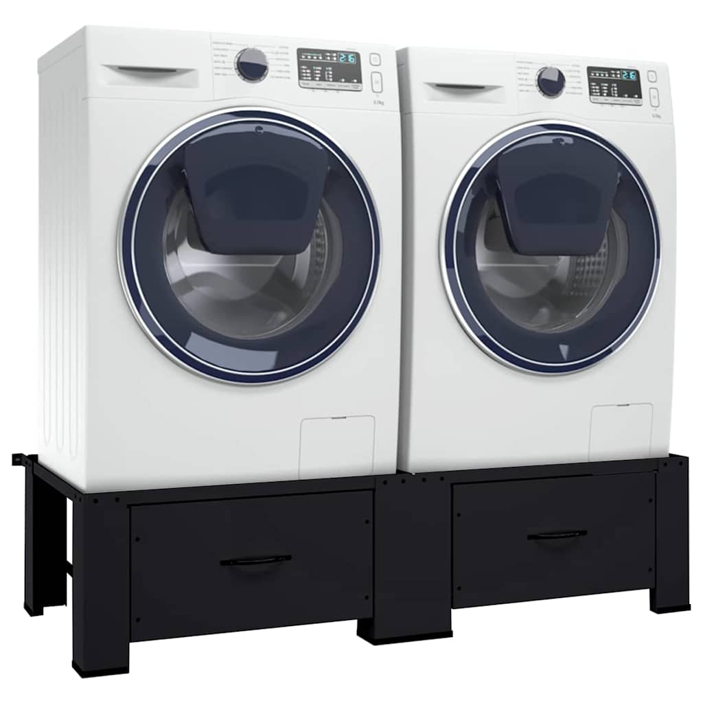 Base per lavatrice Vidaxl 2 pz nero 127 x 54,5 x 32,5 cm acciaio