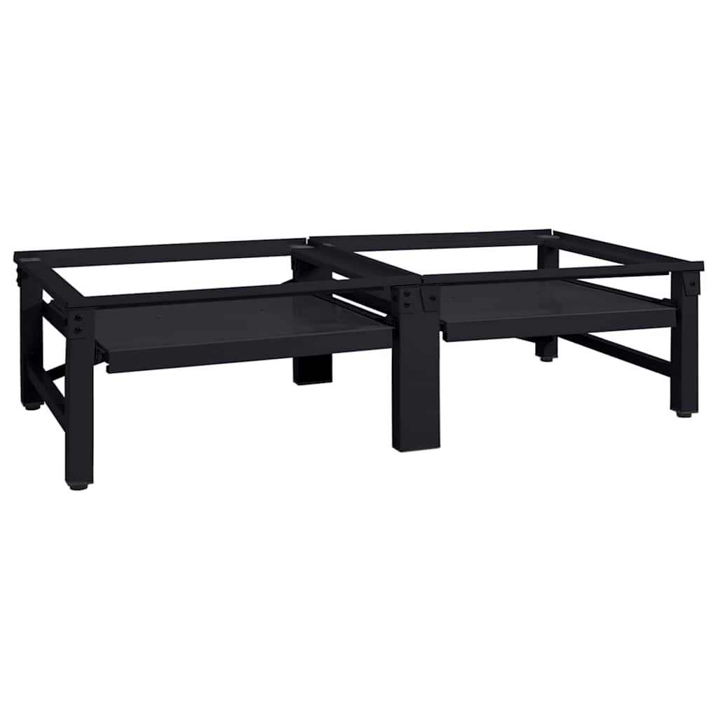 Base per lavatrice Vidaxl 2 pz nero 124,5 x 61,5 x 32,5 cm acciaio