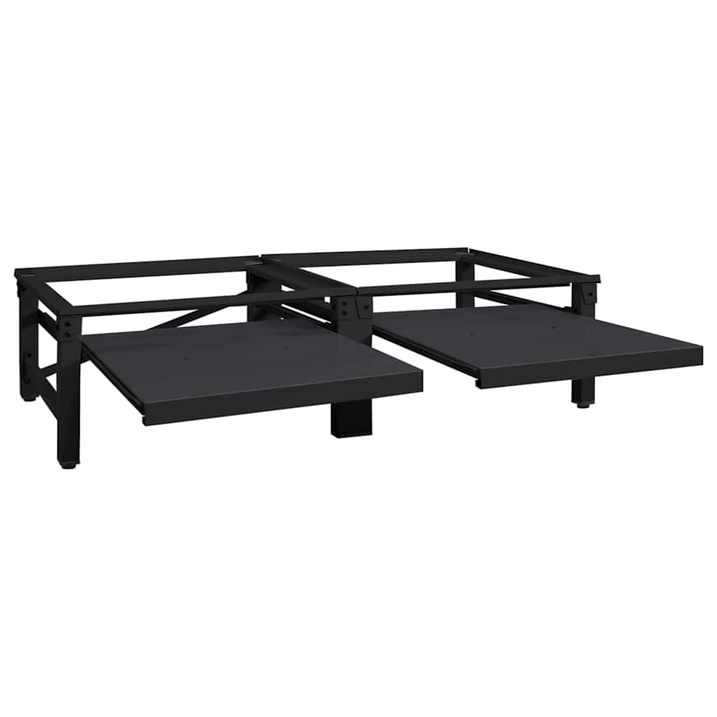 Base per lavatrice Vidaxl 2 pz nero 124,5 x 61,5 x 32,5 cm acciaio