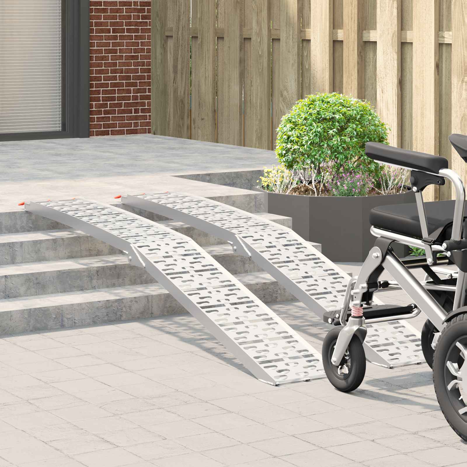 Vidaxl motorcycle ramp 680 kg 2 pcs zilver 222 x 28 x 5 cm aluminium