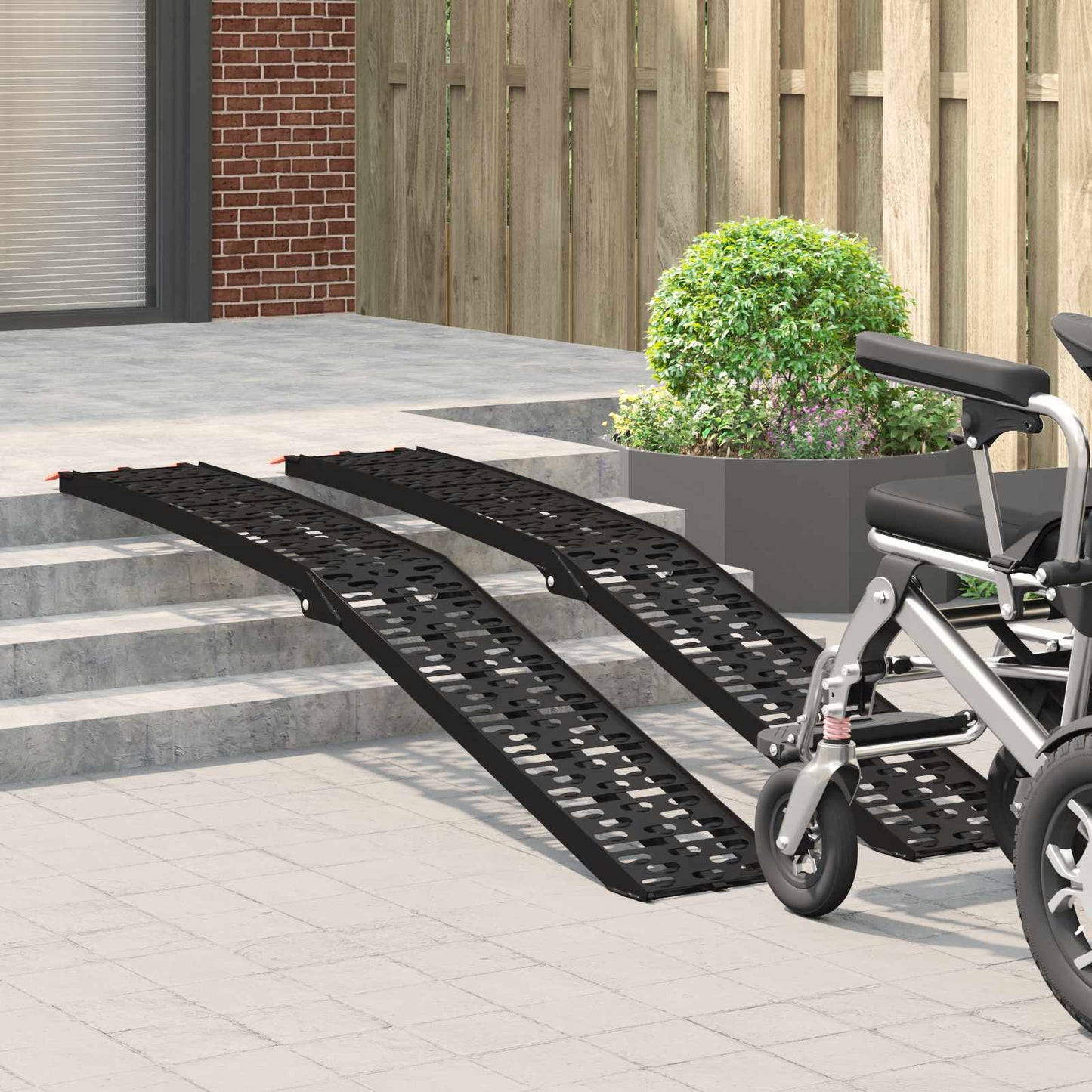 Vidaxl rampa per moto 680 kg 2 pz nero 222 x 28 x 5 cm alluminio