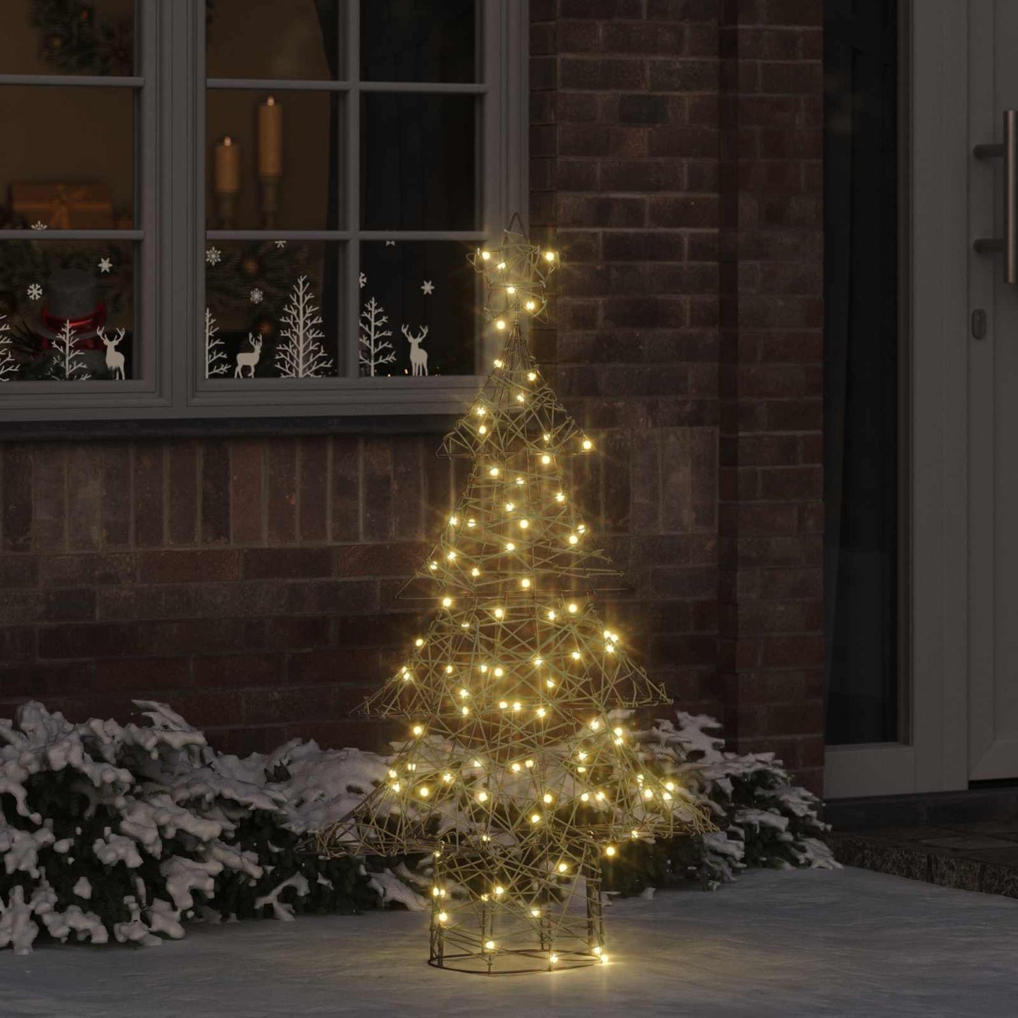 VidaXL Albero di Natale con 120 LED bianco caldo in rattan da 150 cm