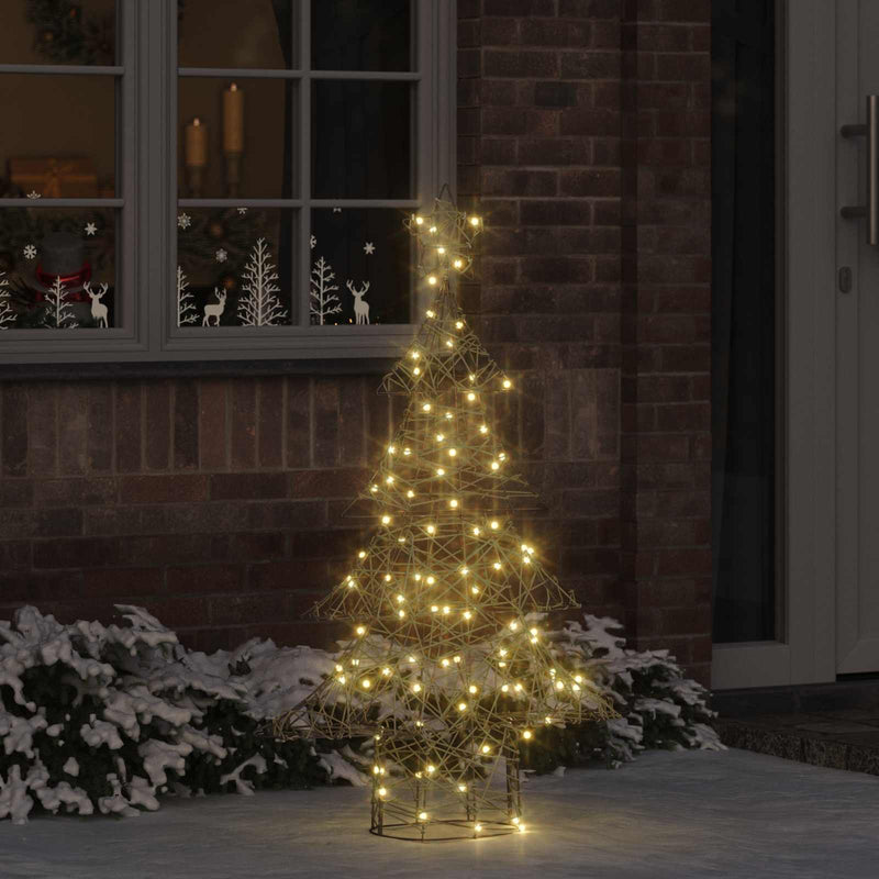 Vidaxl kerstboom met 120 led warmwit 150 cm rattan