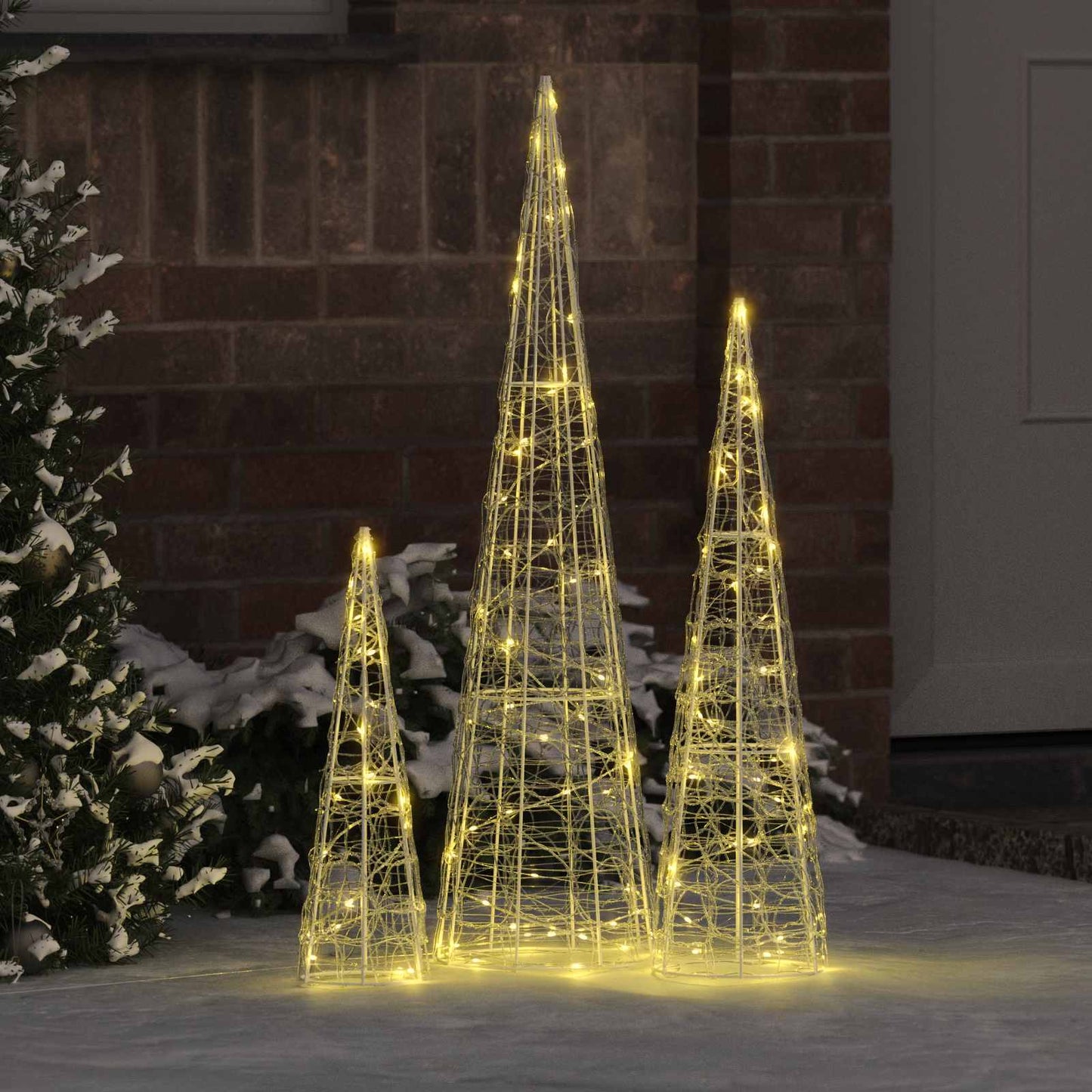 VidaXL Árbol de Navidad con 90 LED 3 piezas blanco cálido 20 x 20 x 80 cm acrílico