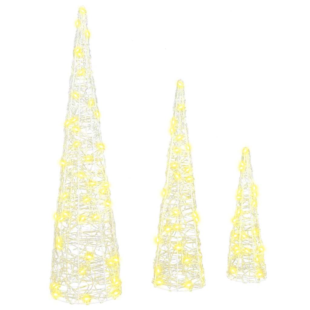 VidaXL Árbol de Navidad con 90 LED 3 piezas blanco cálido 20 x 20 x 80 cm acrílico