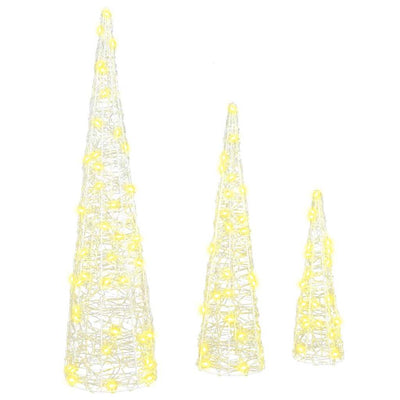 VidaXL Albero di Natale con 90 LED 3 pz bianco caldo 20 x 20 x 80 cm in acrilico