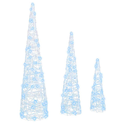 VidaXL Albero di Natale con 90 LED 3 pz bianco freddo 20 x 20 x 80 cm in acrilico