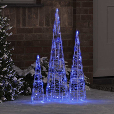 Vidaxx Albero di Natale con 90 LED 3 pezzi blu 20 x 20 x 80 cm in acrilico