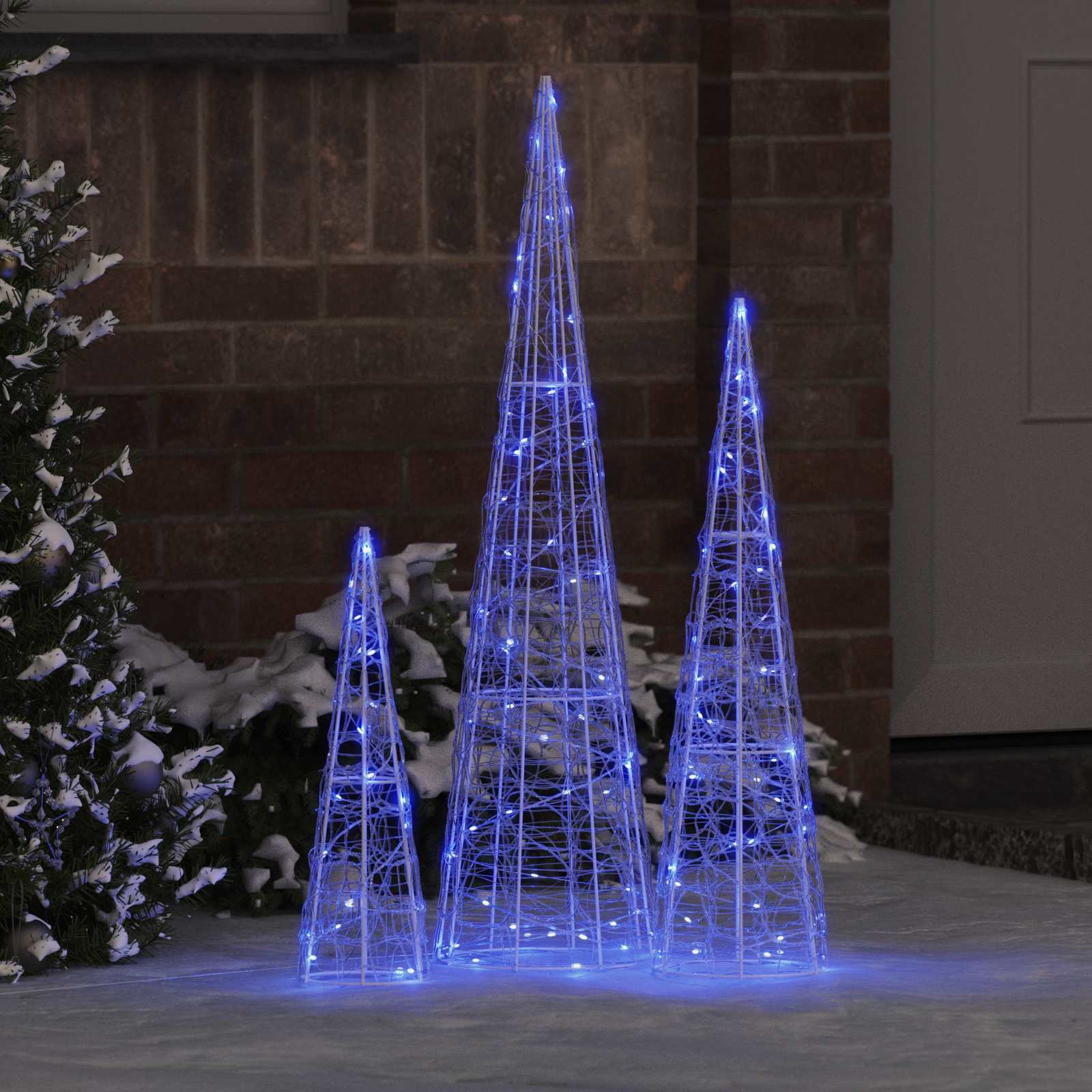 Vidaxl kerstboom met 90 led 3 pcs blauw 20 x 20 x 80 cm acryl