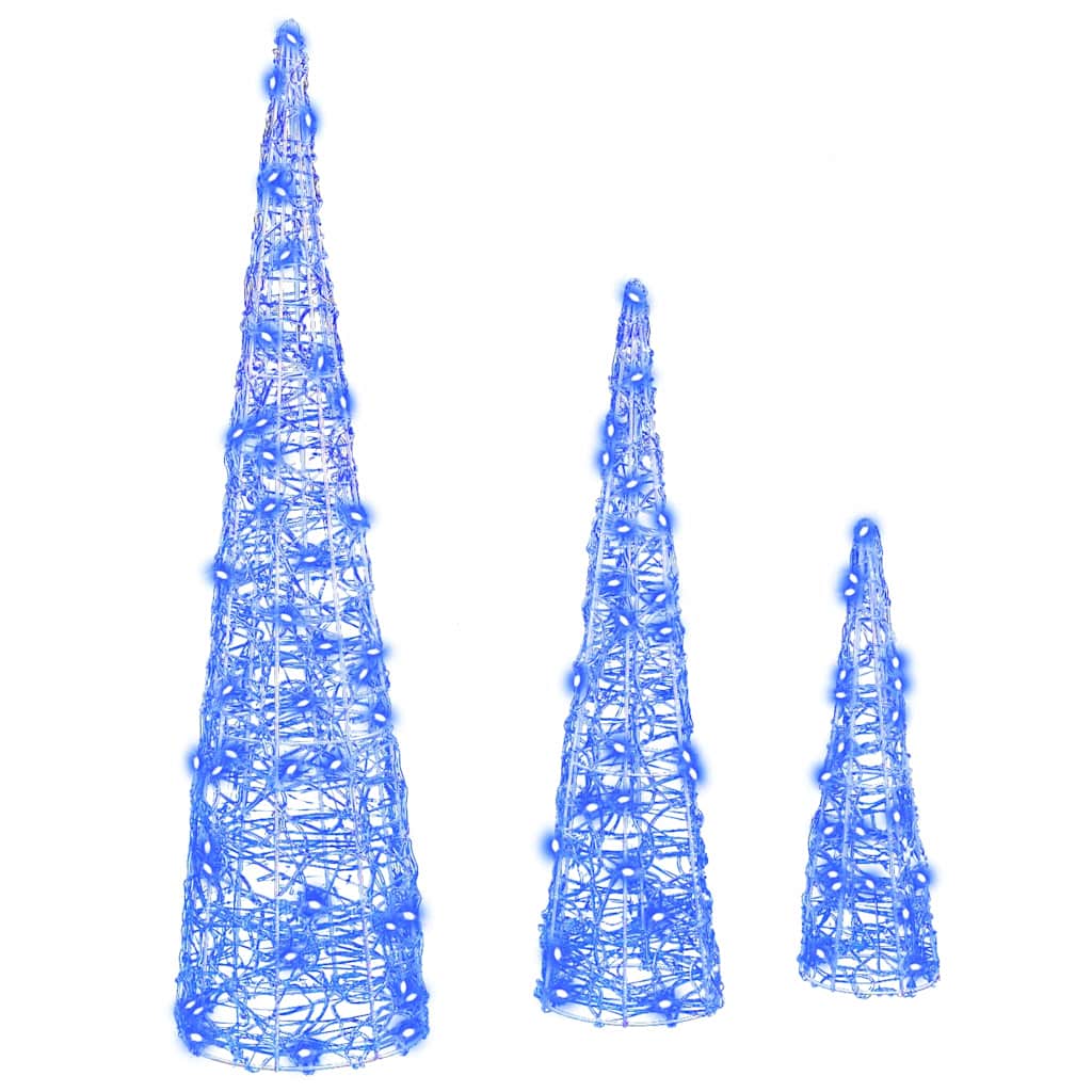 Vidaxl kerstboom met 90 led 3 pcs blauw 20 x 20 x 80 cm acryl