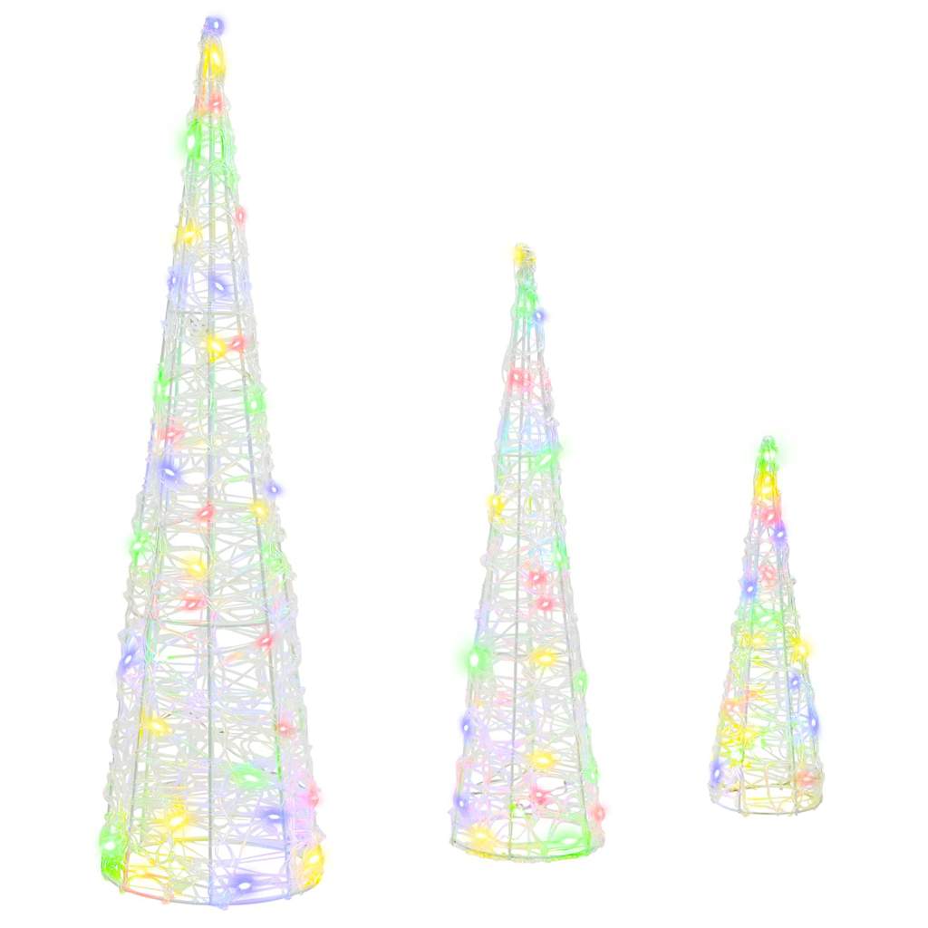 Vidaxx Árbol de Navidad con 90 LED 3 piezas multicolor 20 x 20 x 80 cm acrílico