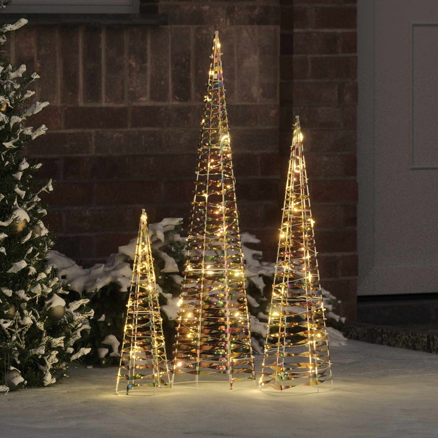 VidaXL Árbol de Navidad con 90 LED 3 uds blanco cálido 20 x 20 x 80 cm tapa