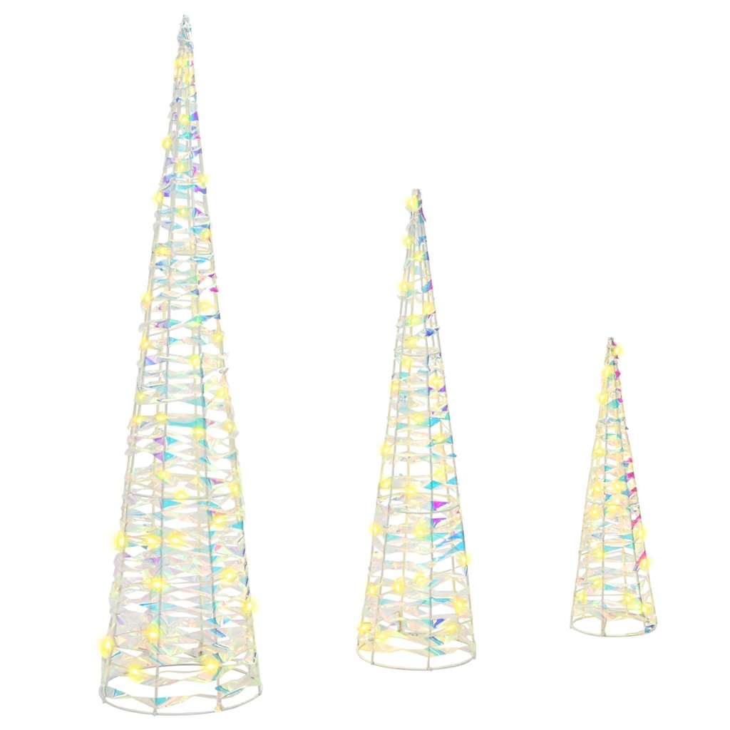 VidaXL Árbol de Navidad con 90 LED 3 uds blanco cálido 20 x 20 x 80 cm tapa