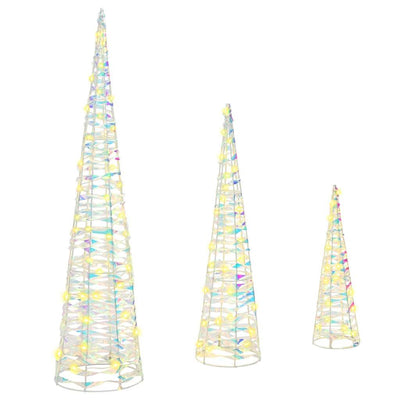 VidaXL Albero di Natale con 90 LED 3 pz bianco caldo tappo 20 x 20 x 80 cm
