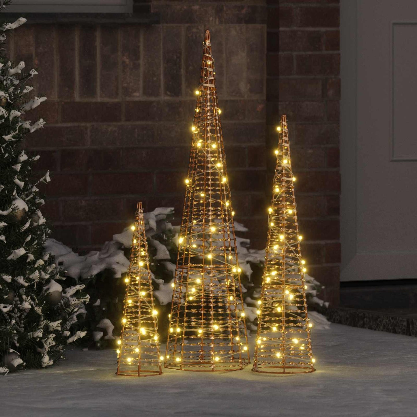 VidaXL Albero di Natale con 90 LED 3 pz bianco caldo tappo 20 x 20 x 80 cm