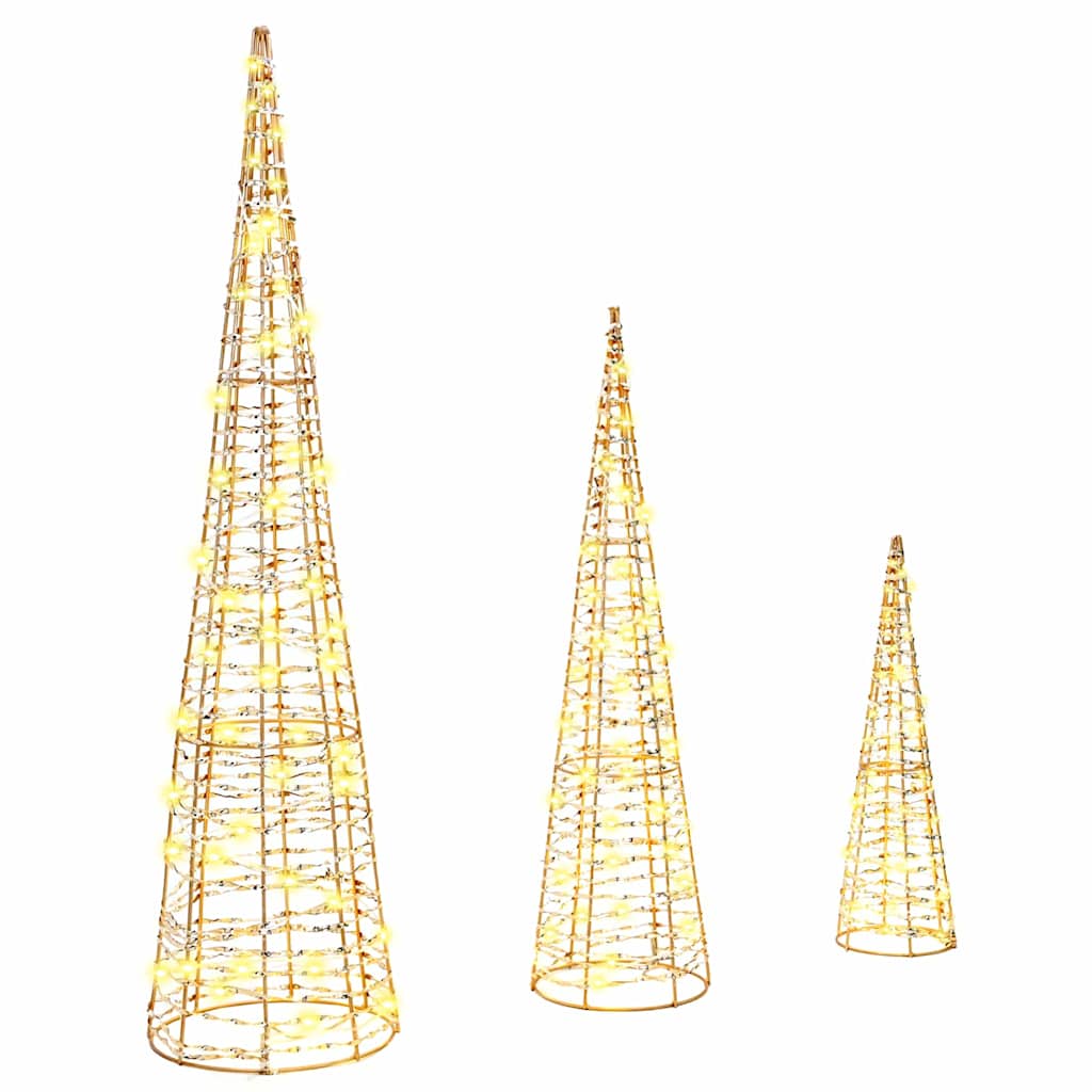 VidaXL Albero di Natale con 90 LED 3 pz bianco caldo tappo 20 x 20 x 80 cm