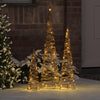 Vidaxl kerstboom met 90 led 3 pcs warmwit 20 x 20 x 80 cm rattan