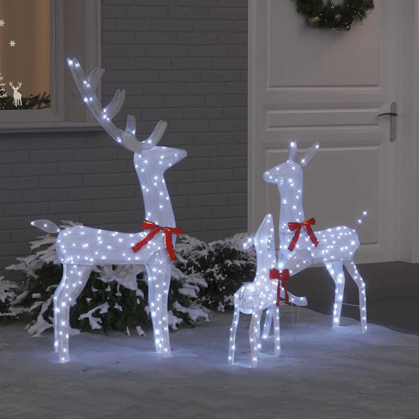 Vidaxl rendierfamilie met 300 led 3 pcs koudwit 68 x 26 x 127 cm stof