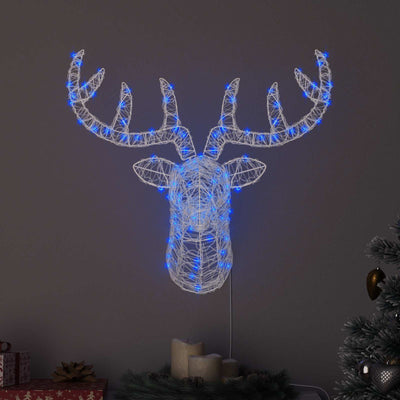 Vidaxl hertenkop met 140 led blauw 68 x 36,5 x 62,5 cm acryl